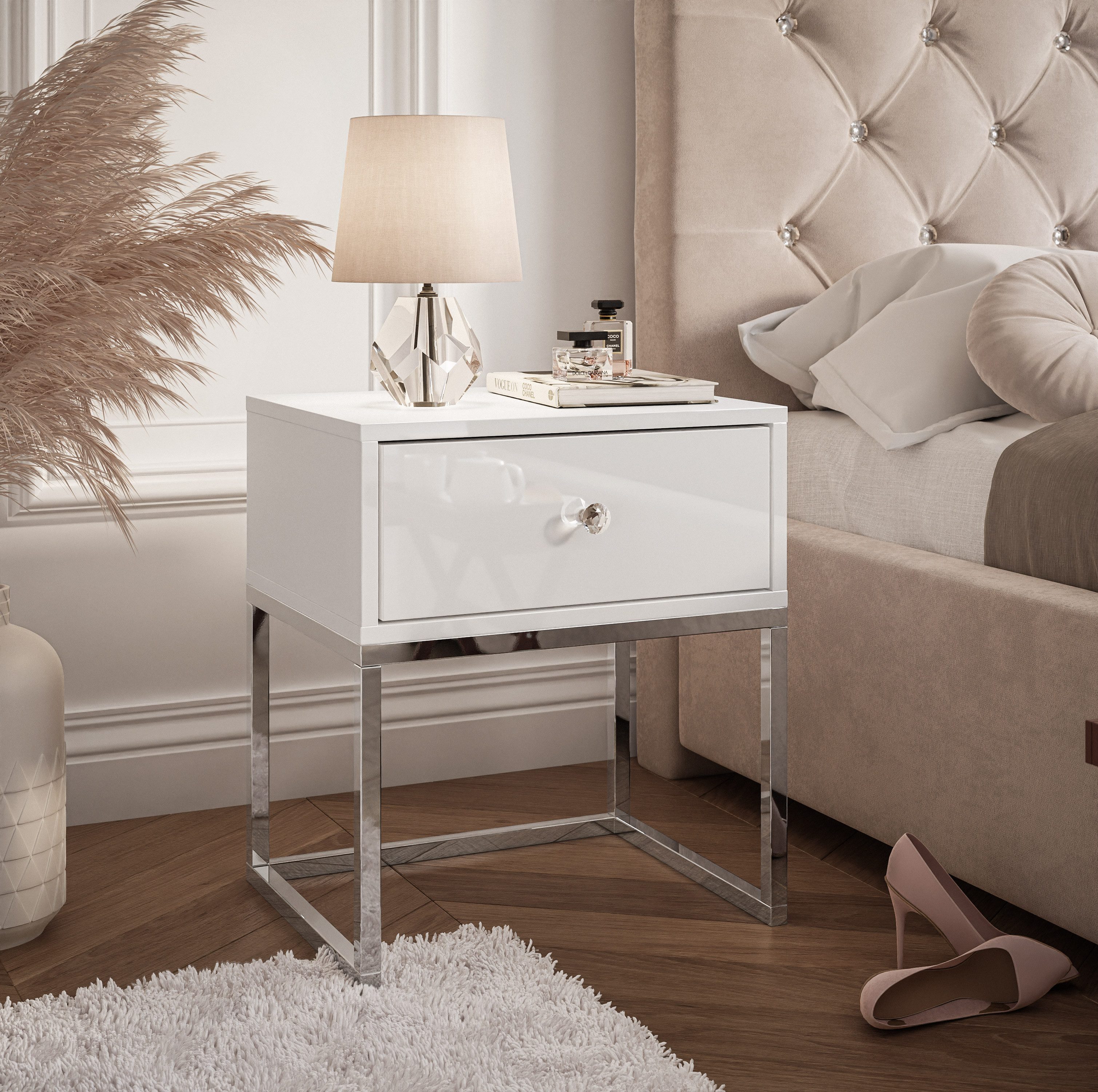 Lookway Nachttisch BLANCO GLAMOUR auf einem Gestell, Breite 45 cm günstig online kaufen