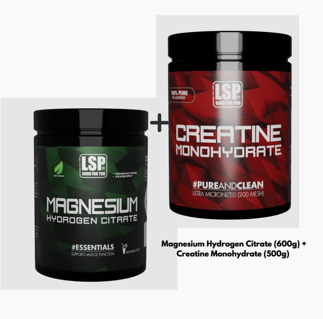 LSP Creatine Monohydrat (500g)+ Magnesium Hydrogen Citrate (600 g) Pulver, 2 er Einzelprodukt à 0,00 St., Ohne Füllstoffe, hohe Bioverfügbarkeit, keine Allergene