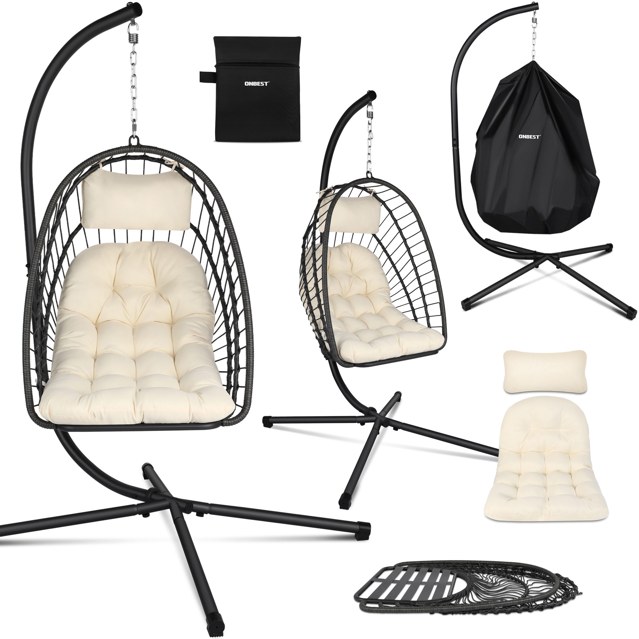 Onbest Hängesessel mit Schutzhülle 130kg 360° günstig online kaufen