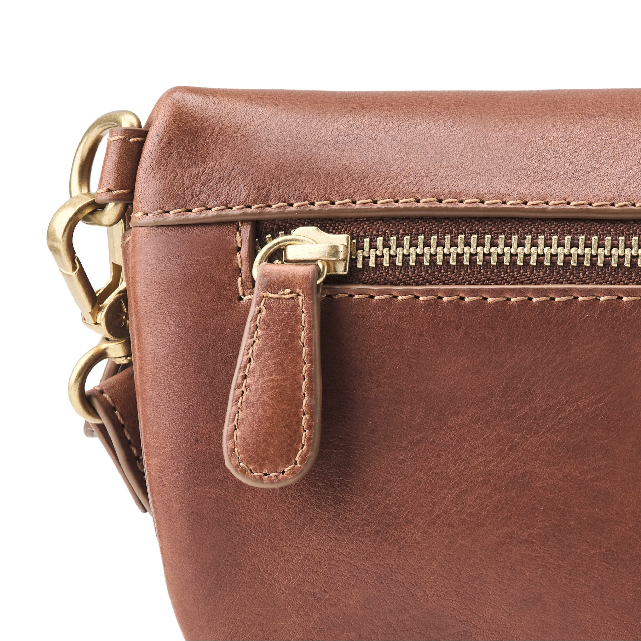 DRAKENSBERG Bauchtasche »Frida« Kastanien-Braun, Damen Sling Bag aus Rindsleder, klein, minimalistisch, für jeden Tag
