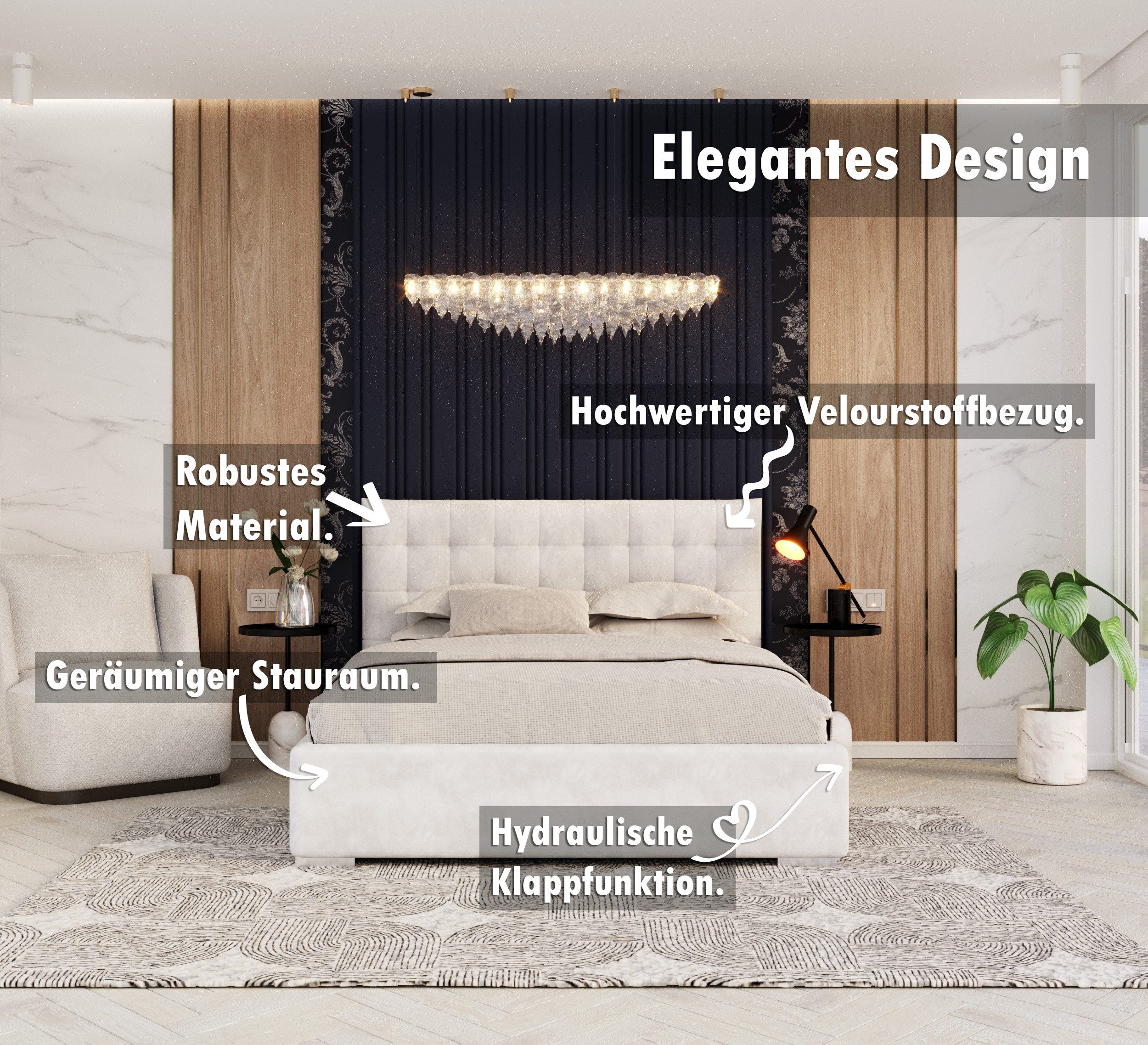 thematys Polsterbett Bett Stauraumbett aus Velours 120x200 140x200 160x200 günstig online kaufen