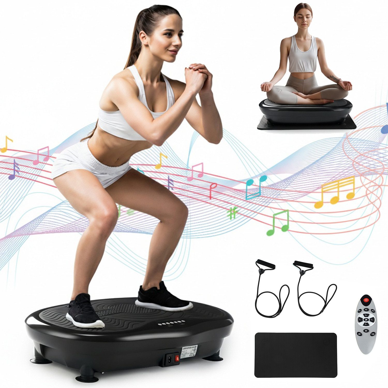 Vibrationsplatte Vibrationsplatte für Ganzkörpertraining mit Bluetooth-Musik, Yogamatte