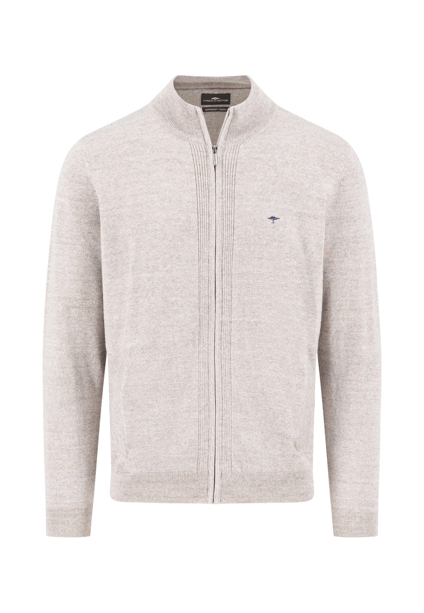 FYNCH-HATTON Cardigan aus Baumwoll-Wollmix mit Reißverschluss und Stehkragen Stehkragen