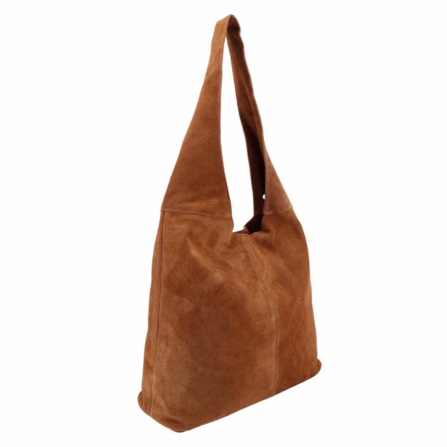 ITALYSHOP24 Shopper Made in Italy XL Damen echtes Leder Tasche Hobo Bag Schultertasche, Wildleder Umhängetasche Workbag Businesstasche Beuteltasche City Bag