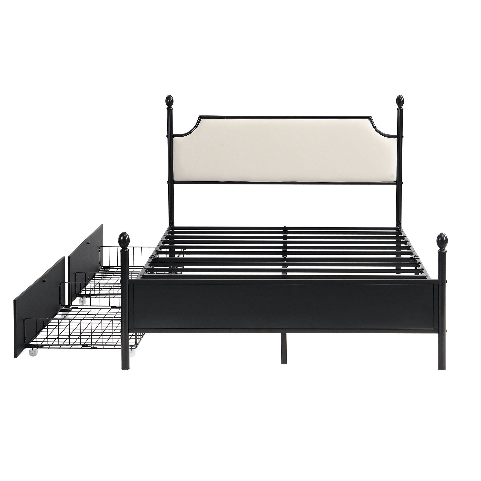 Metallbett (Doppelbett), mit Kopfteil, Lattenrost und 2 Schubladen 140x200 cm