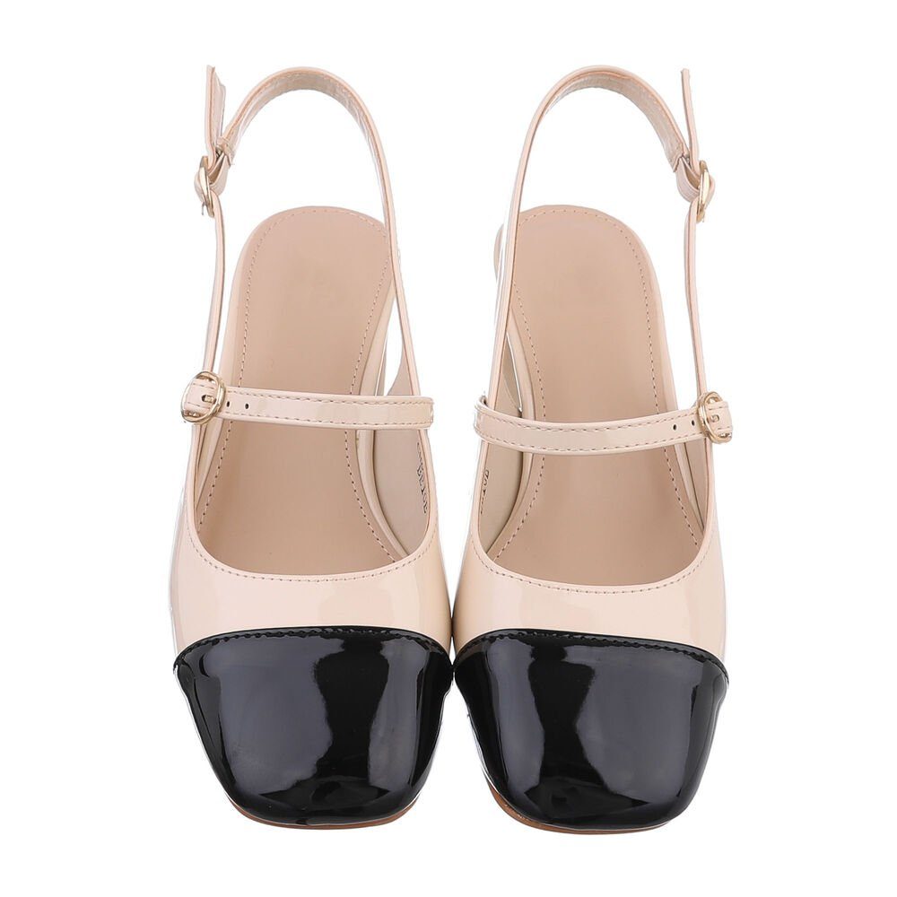 Ital-Design Damen Abendschuhe Elegant Schnürpumps (85878198) Blockabsatz Schnür- & Riemchenpumps in Beige
