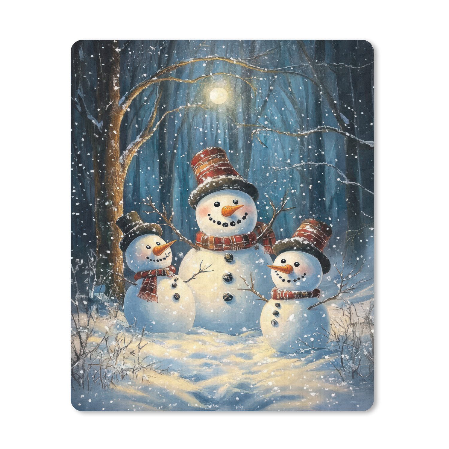 MuchoWow Mauspad Schneemann - Schnee - Winter - Wald (1-St), Büro für Tastatur und Maus, Mousepad Gaming, Desk Mat, 30x40 cm