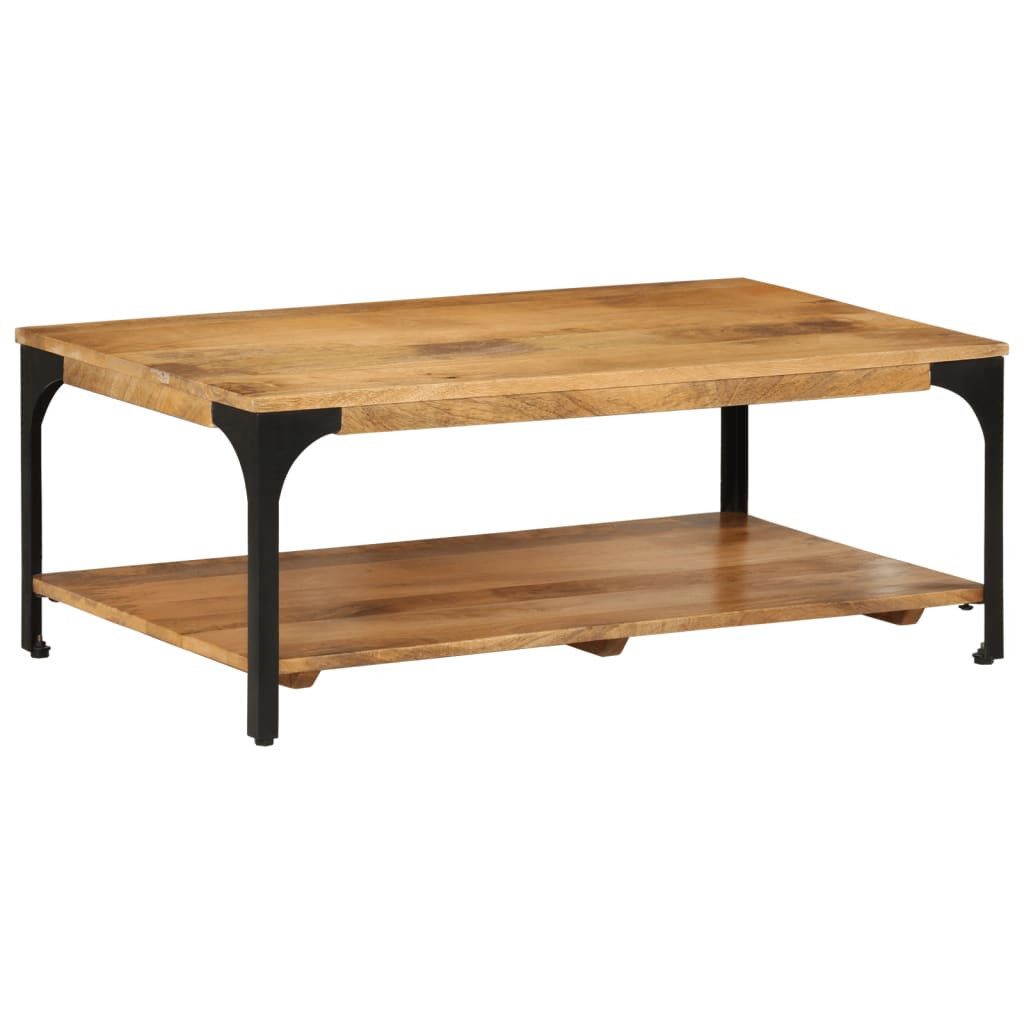 Couchtisch Couchtisch mit Ablage 100x55x38 cm Massivholz Mango und Stahl
