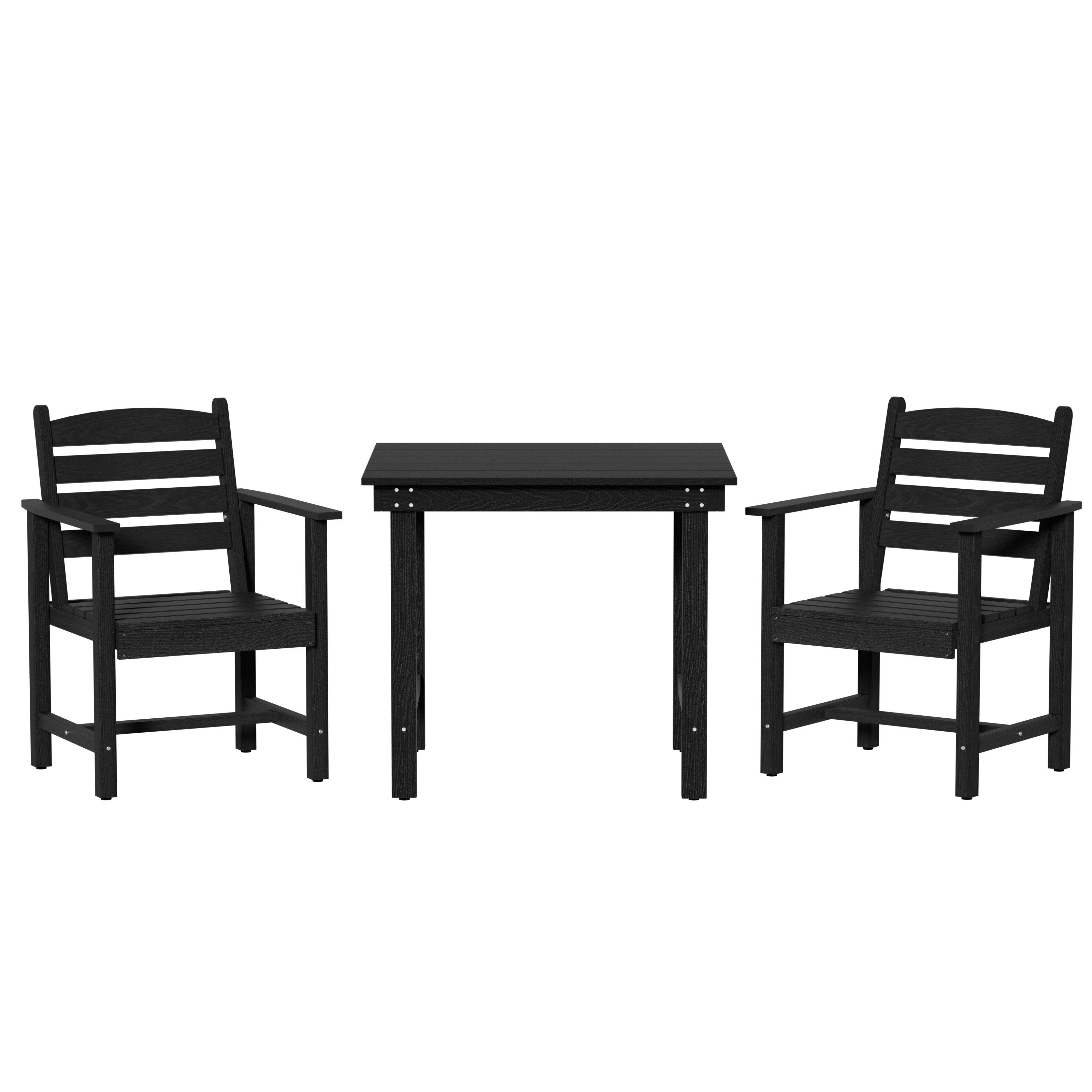 UEV Gartenlounge-Set HDPE Outdoor Möbel 3 teilig, (Für Garten Terrasse Draußen, Gartenset Gartengarnitur Sitzgarnitur), Stizgruppe, Balkonmöbel 2 Stühle und 1 Tisch