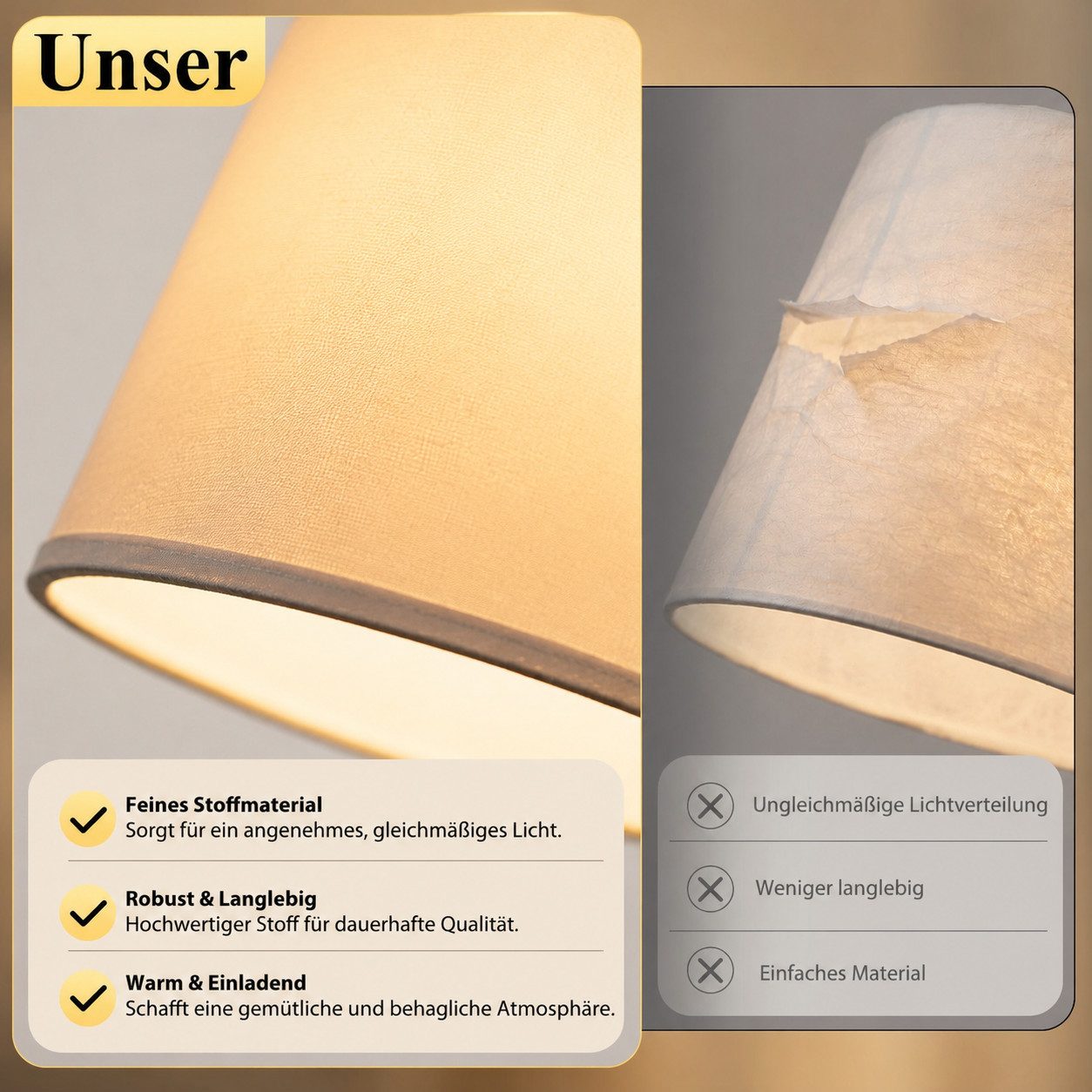 Nettlife Stehlampe Schwarz Beige Stoff stehleuchte drehbarem Lampenschirm Moderne E27, ohne Leuchtmittel, Fassung 360° drehbarem Lampenschirm für Wohnzimmer Sch – Bild 2 von 5