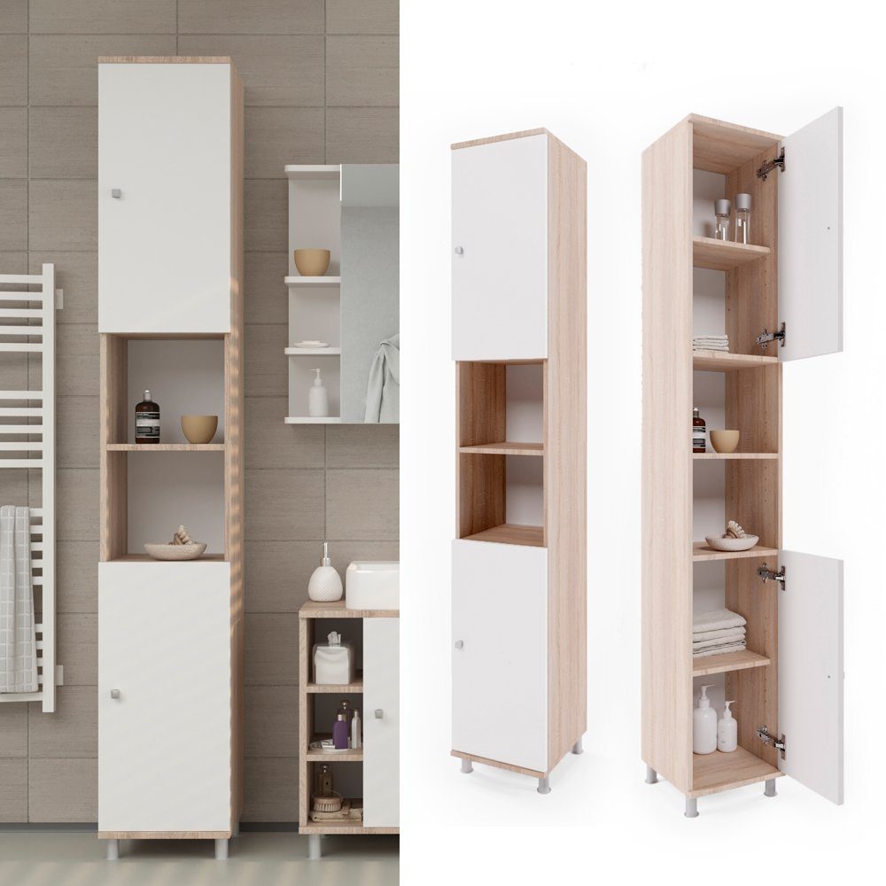 Vicco Hochschrank Fynn, Weiß/Sonoma, 30 x günstig online kaufen