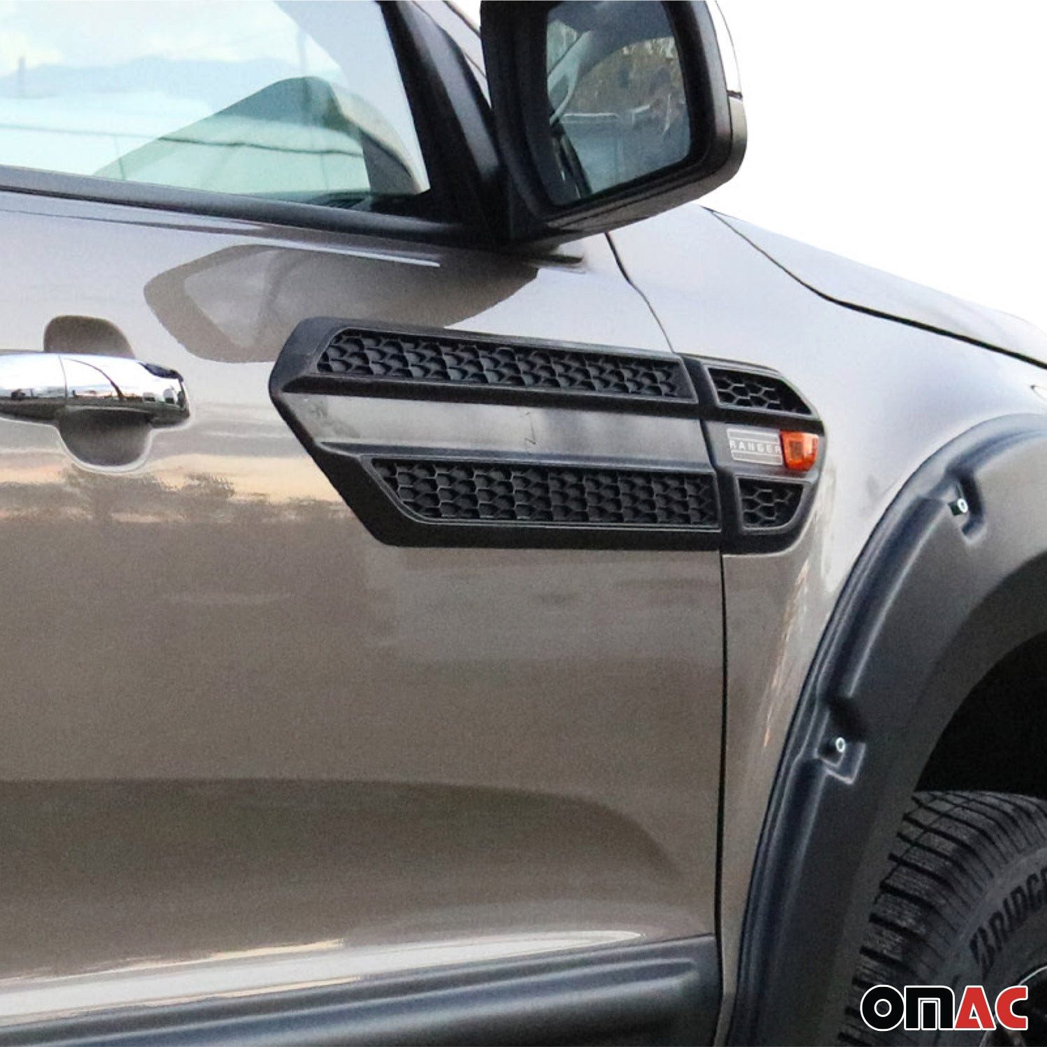 OMAC Zierleisten-Aufkleber Seitentürleiste für Ford Ranger T6 XLT FL 2015-2022 ABS Schwarz, (2tlg), Langlebig,Einfache Reinigung,Einfache Installation,Rostbeständig