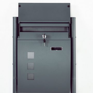 HOMCOM Briefkasten Abschließbar, Postfach, Schließfach (Mailbox, 1-St., Posteingang), mit 3 Sichtfenster