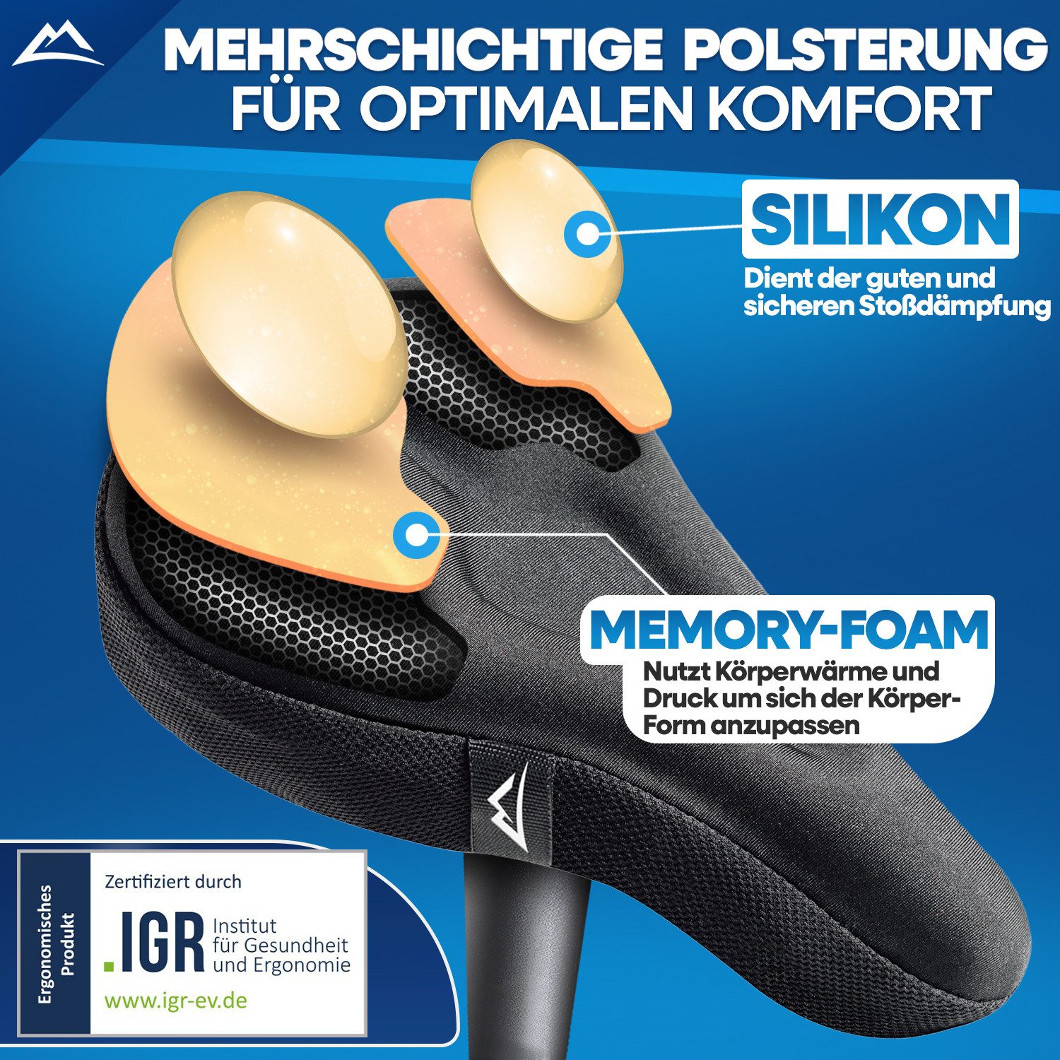 Nextcover Sattelbezug Universal Gel Sattelbezug Fahrrad inkl. Regenschutz