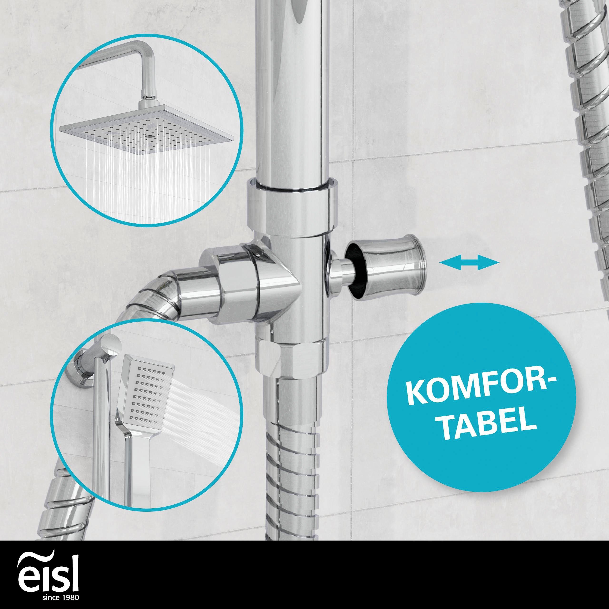Eisl Duschsystem EASY COOL, Höhe 95 cm, Regendusche ohne Armatur, Duschsystem mit Seifenschale, Duschbrause