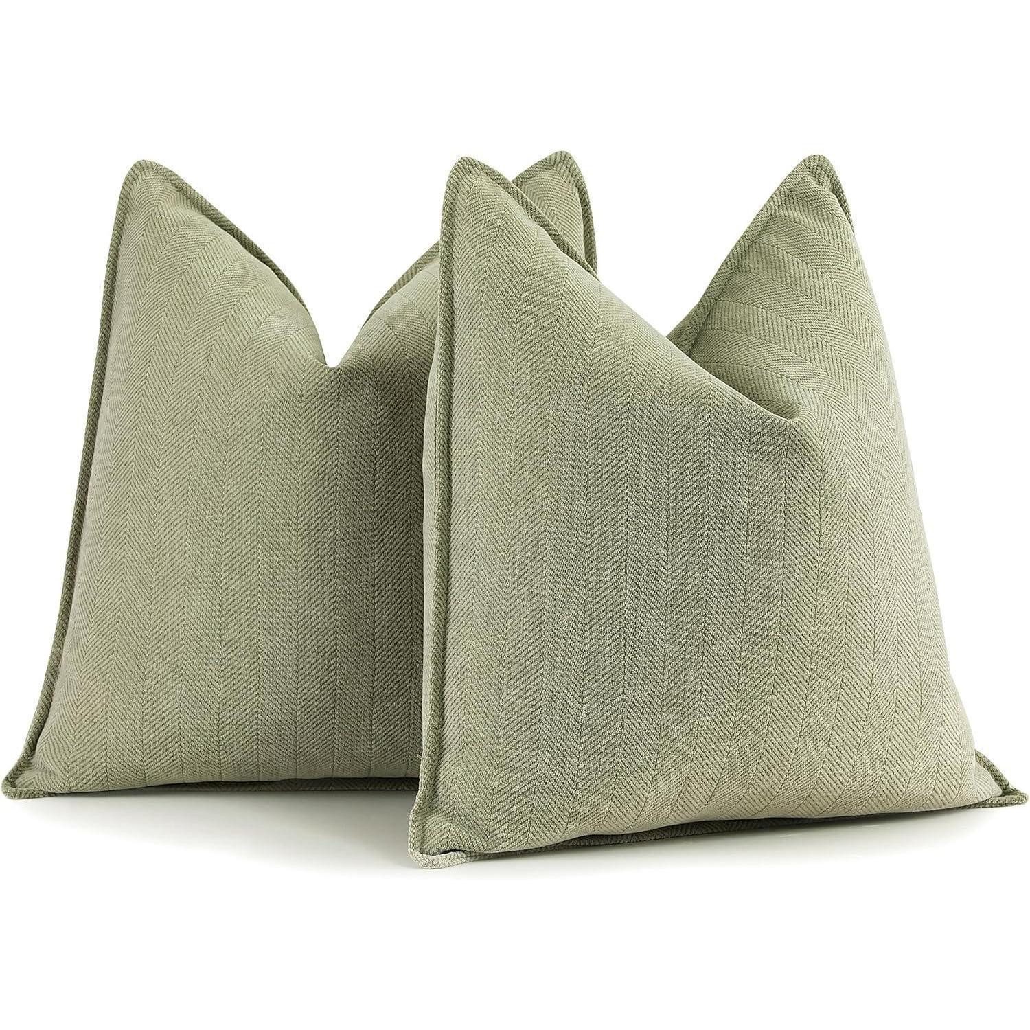 LuxusKollektion Hängedekoration Kissenbezug Chenille Dekokissen Salbei Grün 40 x 40 cm 2 Stück