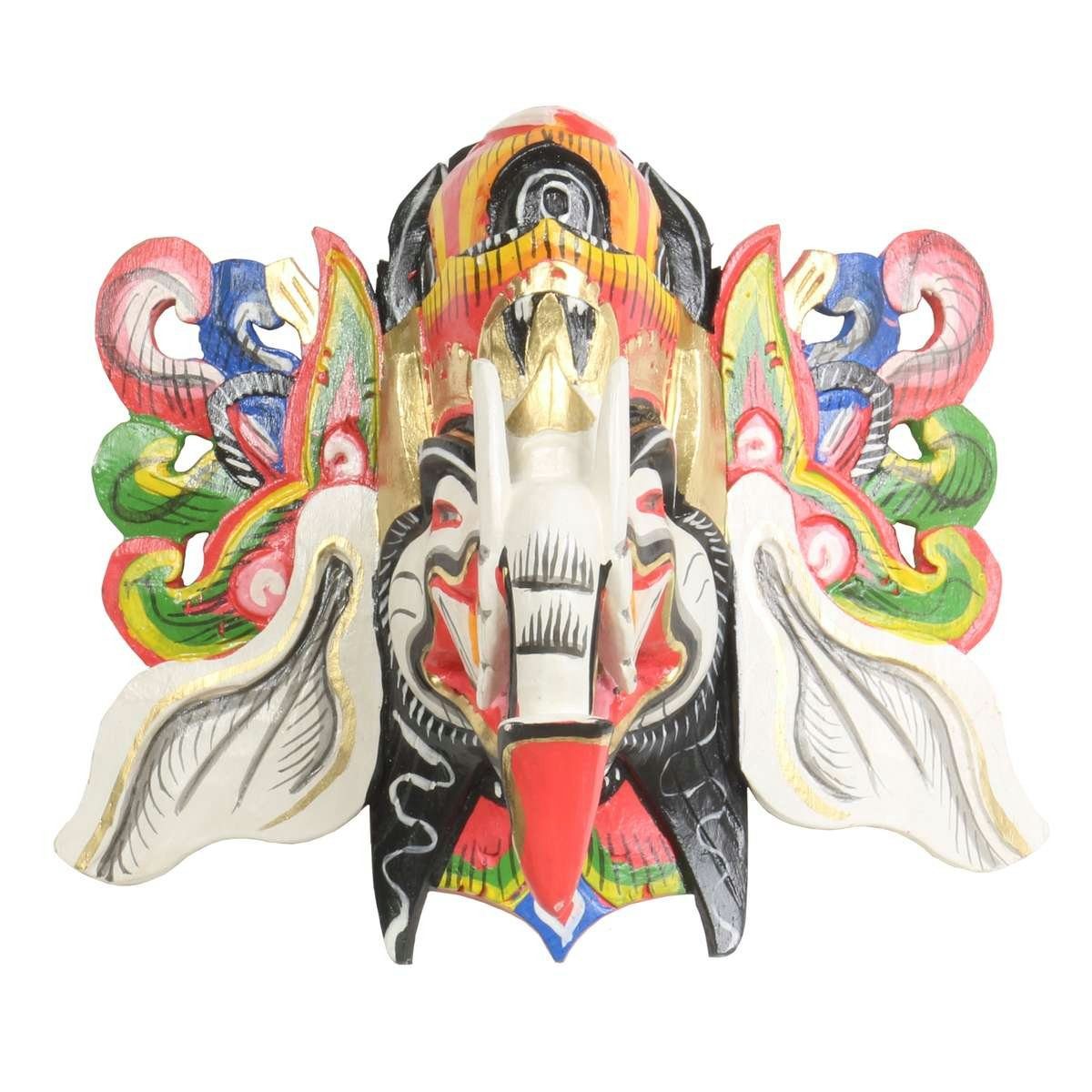 Ganesha Galerie Handarbeit Maske St), (1 Oriental Holzbild Weiß, Ganesha