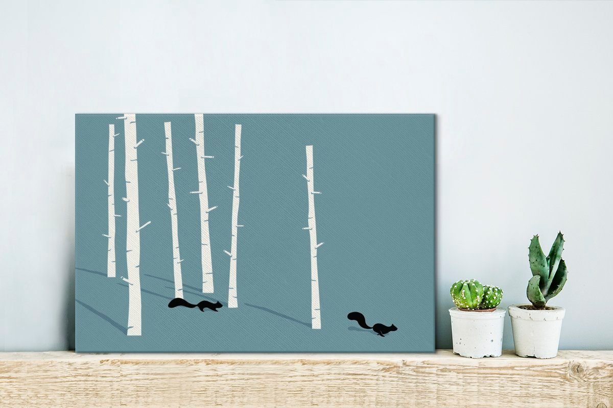 Eine Wandbild Aufhängefertig, zwei Leinwandbilder, im cm Wald, von Eichhörnchen St), OneMillionCanvasses® Illustration Leinwandbild Wanddeko, 30x20 (1