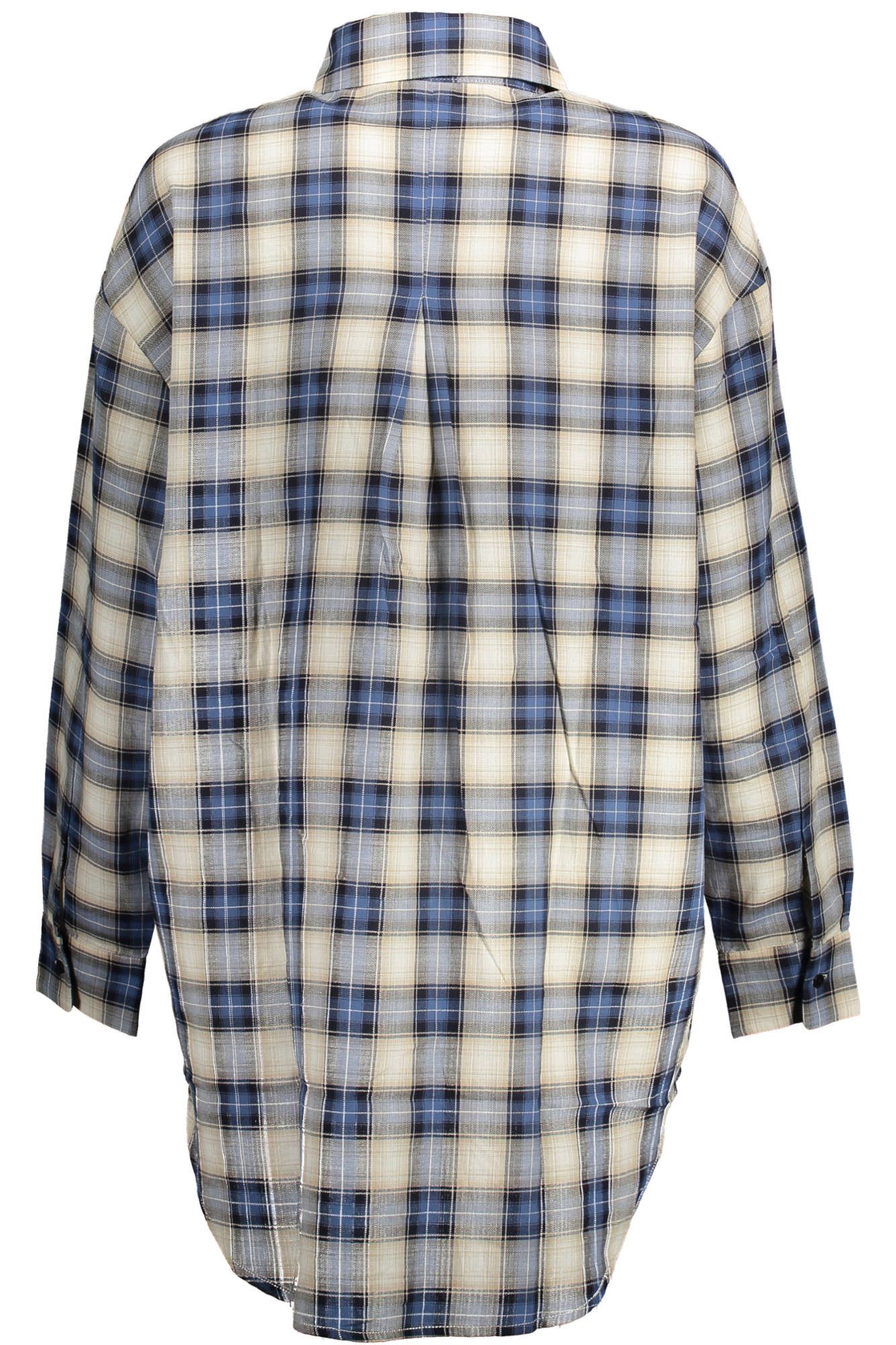 Desigual Blusenshirt Damen Langarmbluse Blau mit Italienischem Kragen &