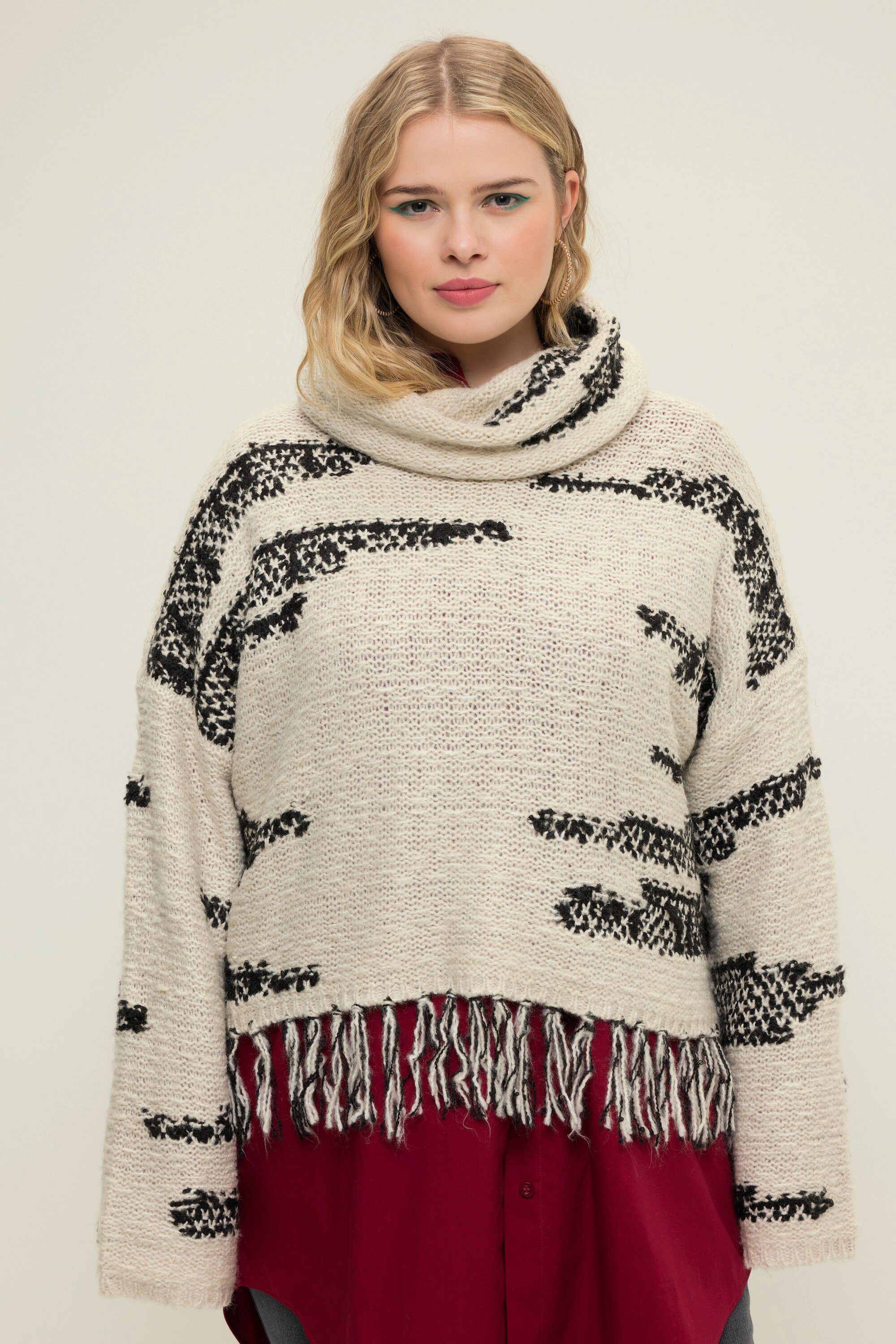 Rollkragenpullover Rollkragen-Pullover oversized Jacquard-Strick