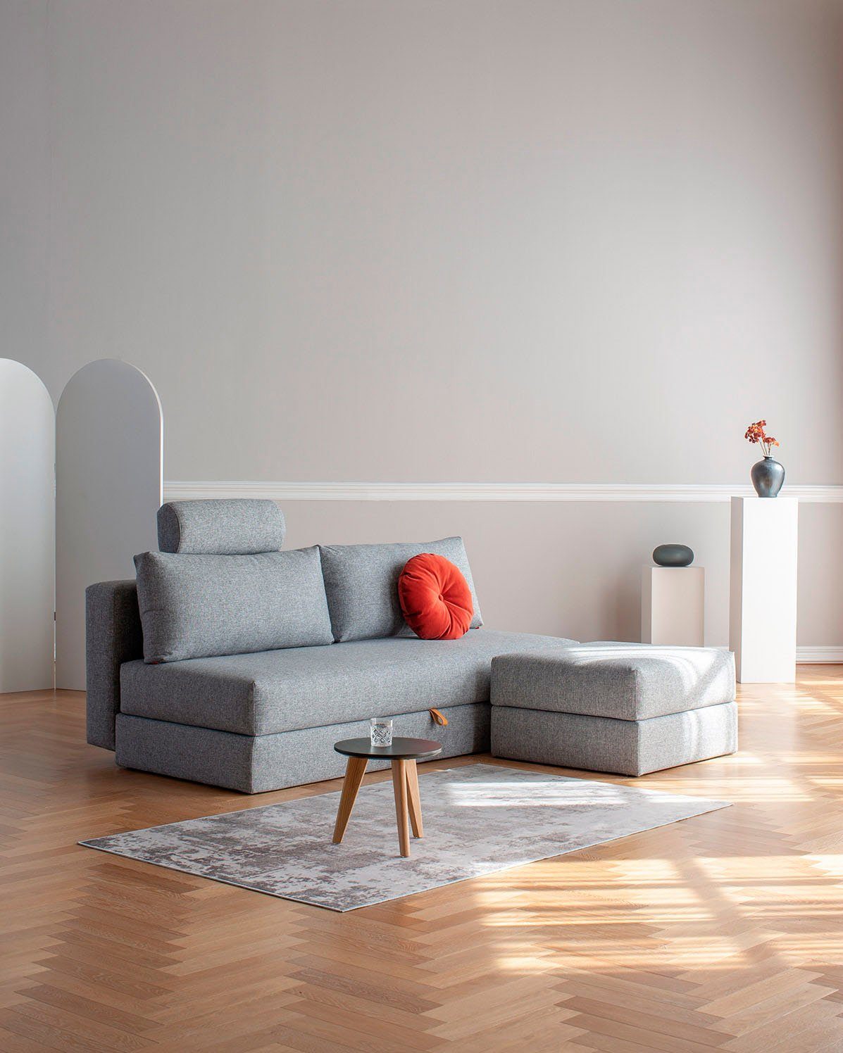 INNOVATION LIVING ™ Polsterhocker Cornila, Fußhocker, Pouf, Sitzhocker, aufklappbar, großer Stauraum, frei im Raum stellbar