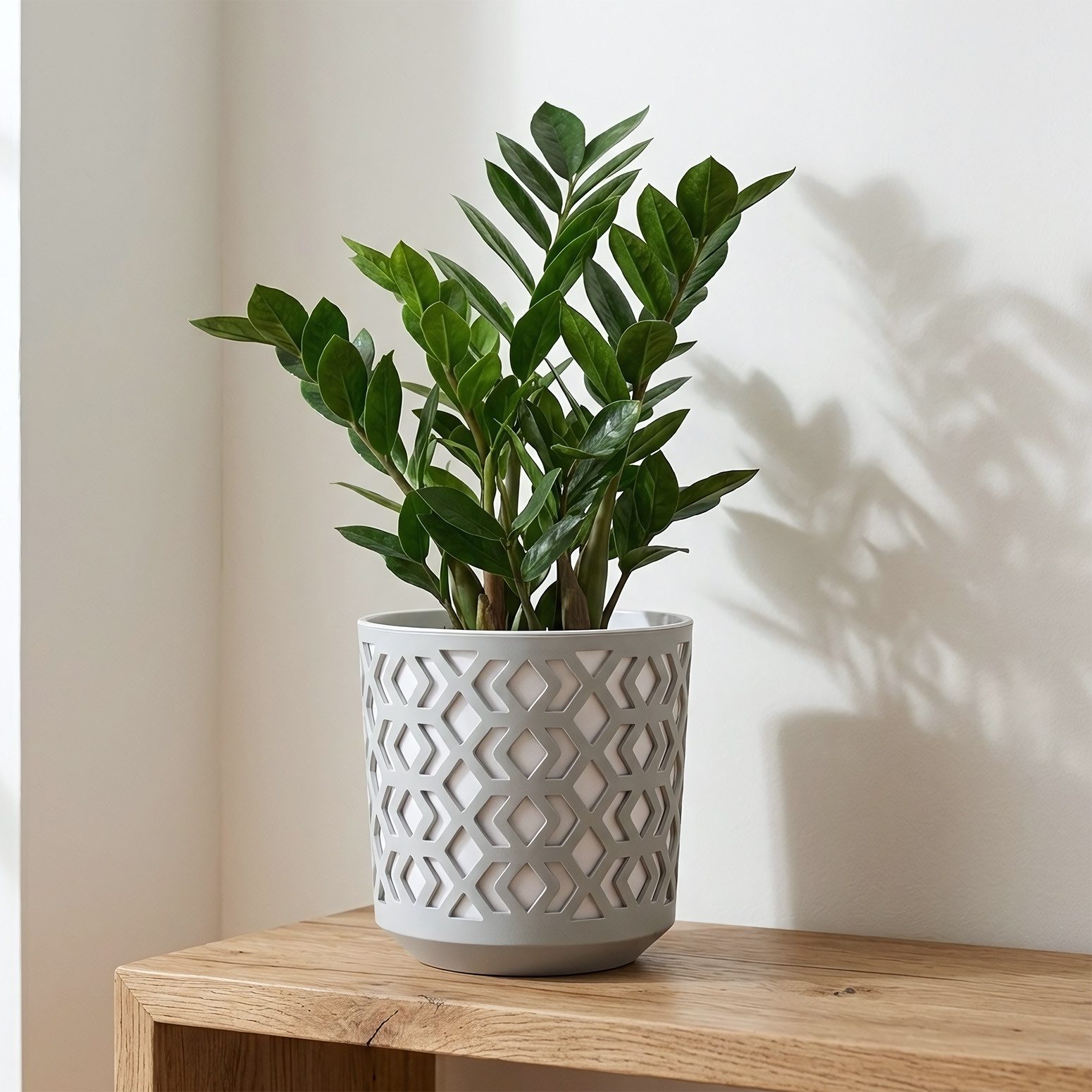 KAGM Übertopf 2er SET Blumentopf Übertopf Pflanztopf aus Kunststoff Grau / Weiß