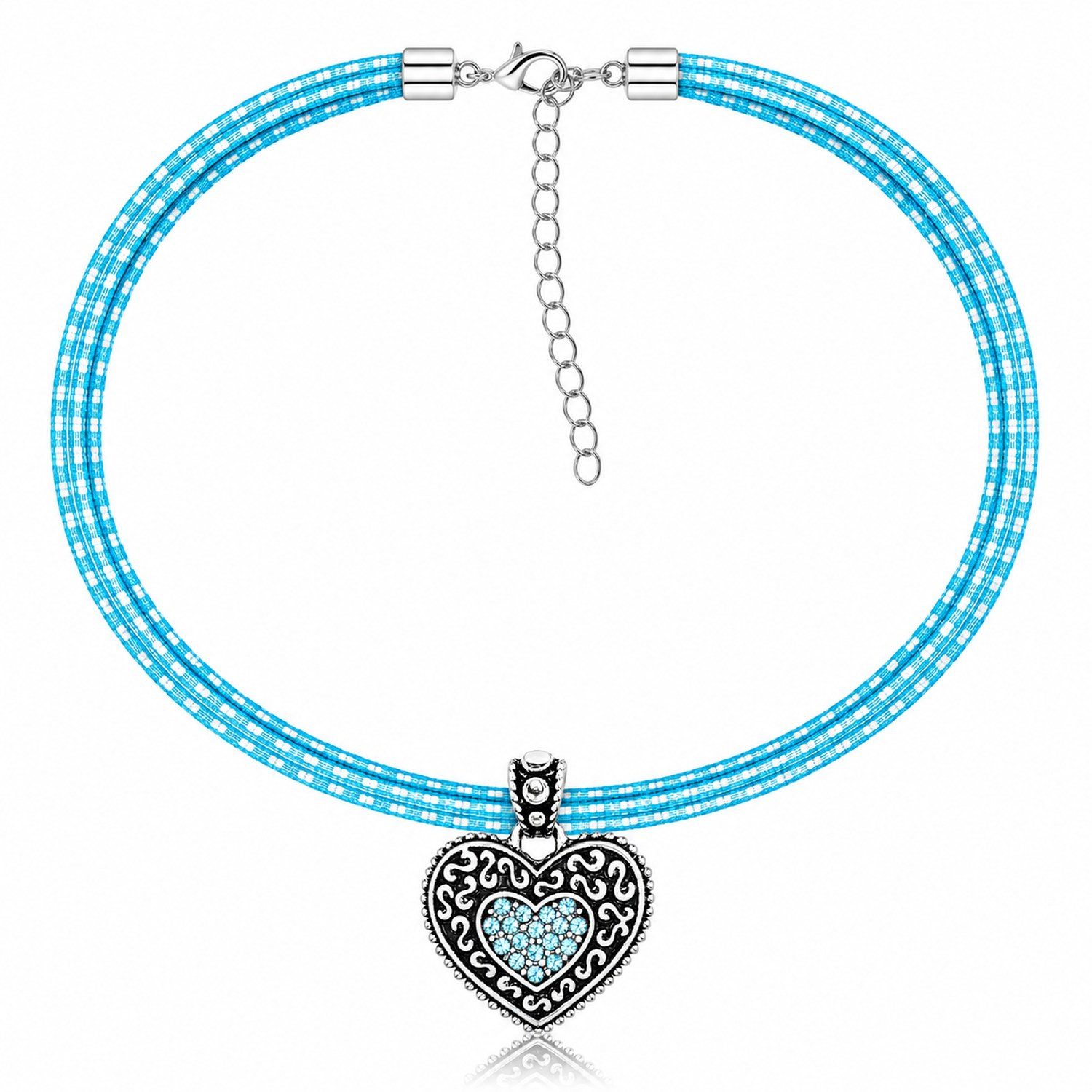 LUISIA® Herzkette LUISIA® Kinder Halskette "Herz" kariert mit Kristallen von Swarovski® – Bild 3 von 5