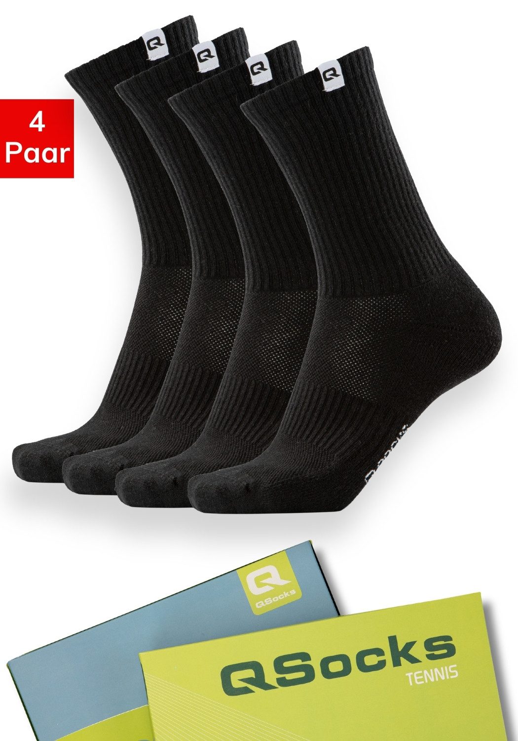 Socken Tennissocken Damen & Herren gepolstert 100% Baumwolle 35-46 /QSOCKS