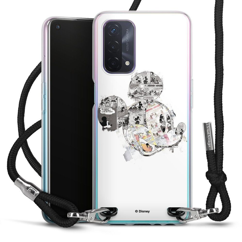 DeinDesign Handyhülle Mickey Mouse Offizielles Lizenzprodukt Disney Mickey Mouse - Collage, Oppo A54 5G Handykette Hülle mit Band Case zum Umhängen