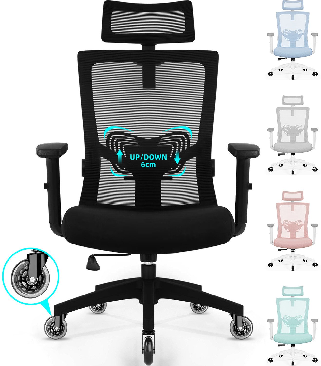 Adormii Bürostuhl Bürostuhl mit Gerauschlose Gummirollen,Ergonomischer günstig online kaufen