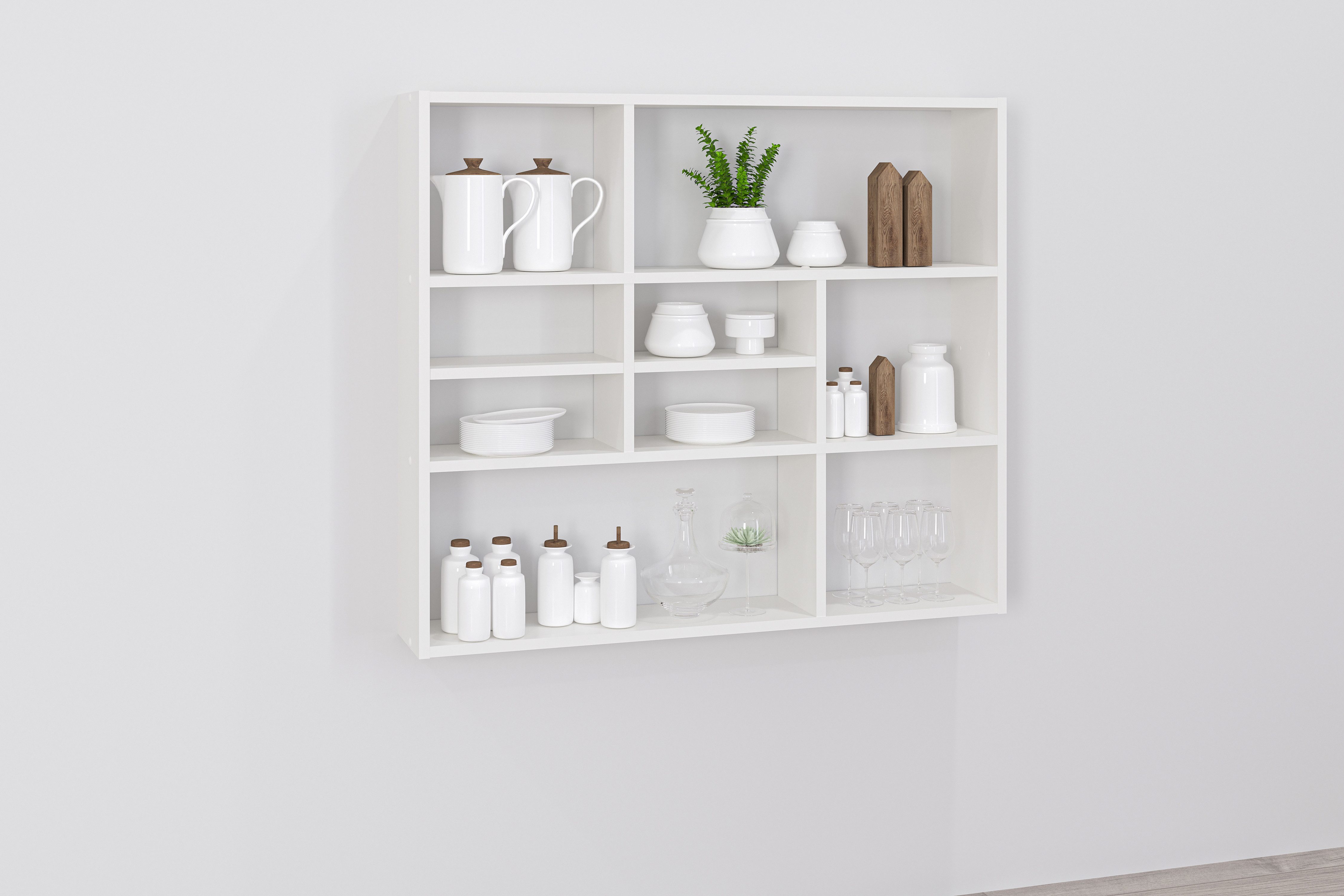 FMD Wandregal Mika, Regal mit vielen Ablageflächen, 90 cm breit, 78,2 cm hoch