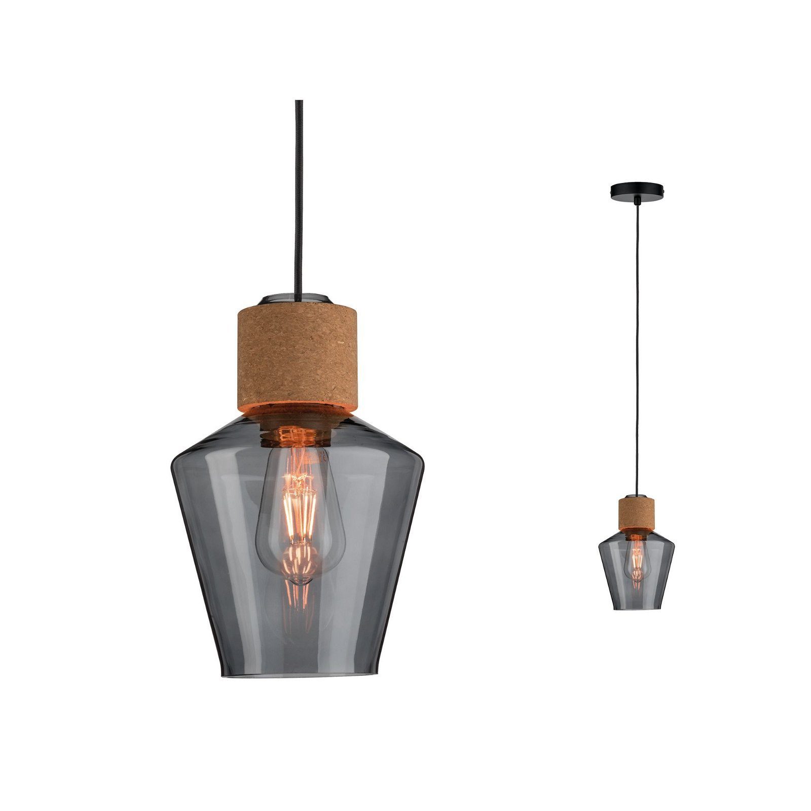 Pendelleuchte Neordic Edla max. 1x20W Rauchglas/Kork/Schwarz 230V