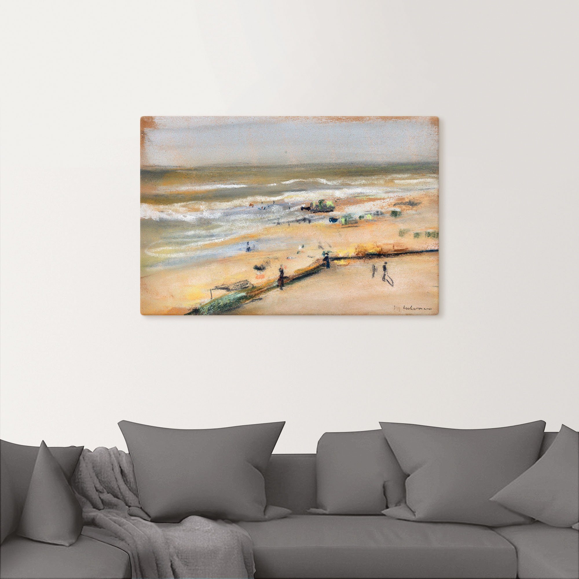 Artland Leinwandbild Blick von der Düne aufs Meer, Nordwijk, Strandbilder (1 St), auf Holzrahmen gespannt