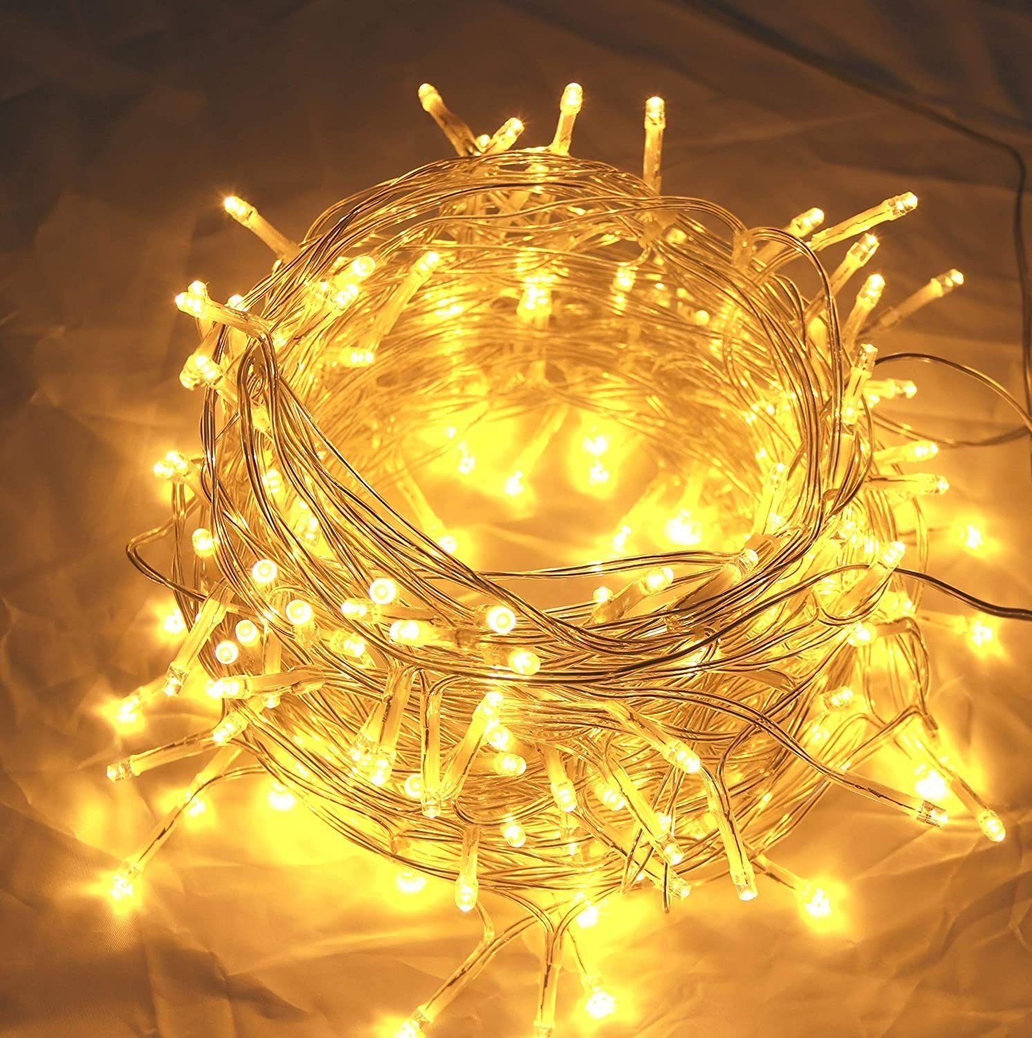 Laybasic Lichterkette LED-Lichterkette,Lichtervorhang,3.5/5M,LED Dekolicht, 8 Modi,IP44,für Innen und Außen Weihnachtsdekoration und Geschenke Warmweiß