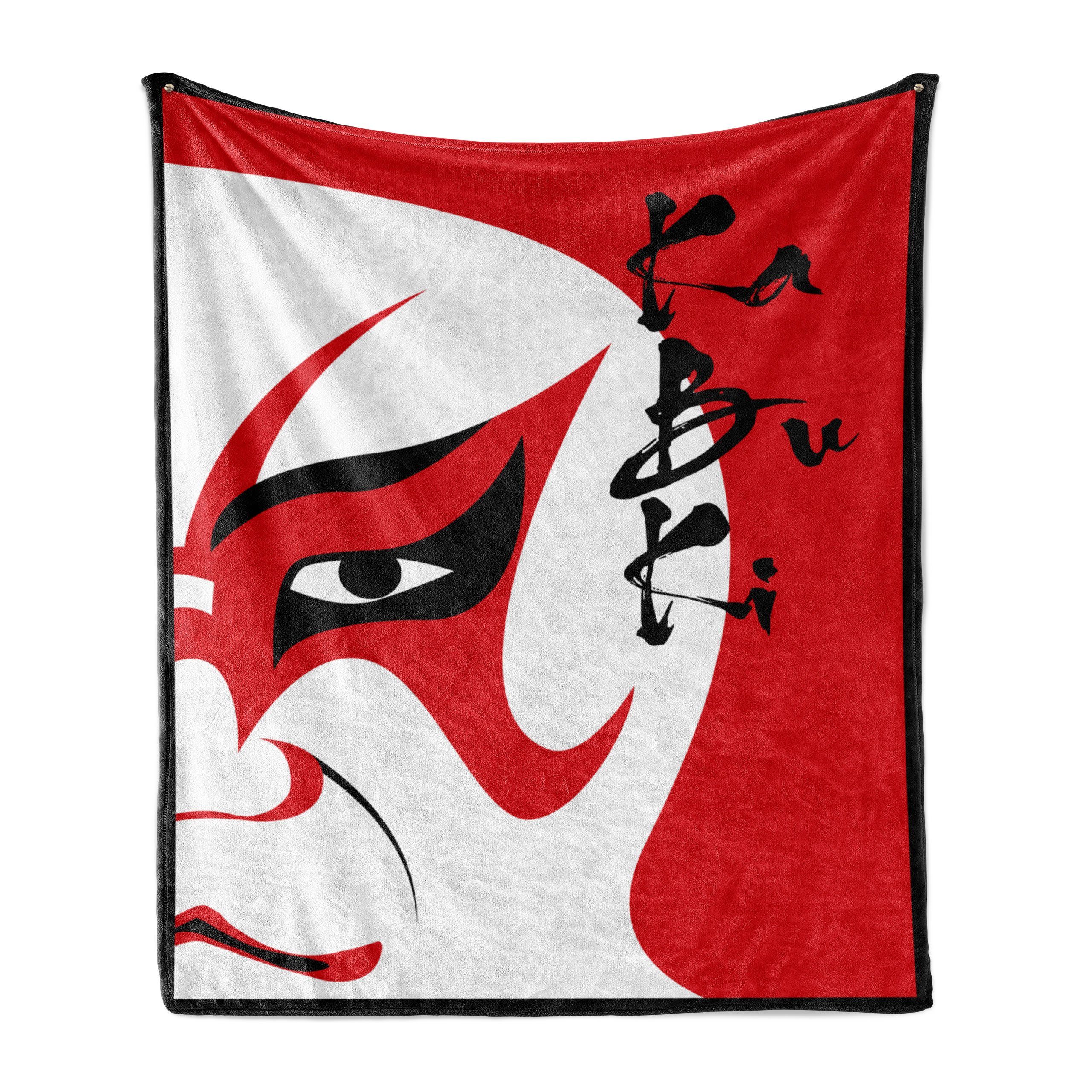 Wohndecke Gemütlicher Plüsch für den Innen- und Außenbereich, Abakuhaus, Kabuki-Maske Drama Gesicht