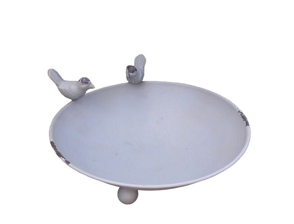 Deko-Impression Vogeltränke Vogeltränke Vogelbad Vogelfutterstelle Eisen massiv grau lackiert 22