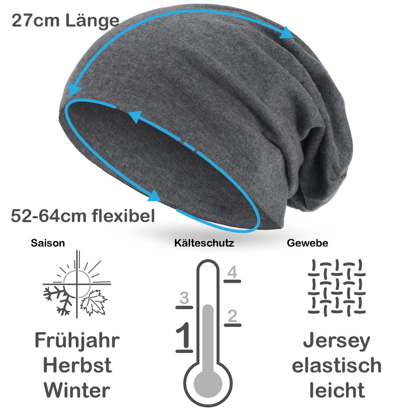 style3 Beanie Warme Herbst Mütze Damen Herren Haube Winter Laufen Sport Rad Chemo