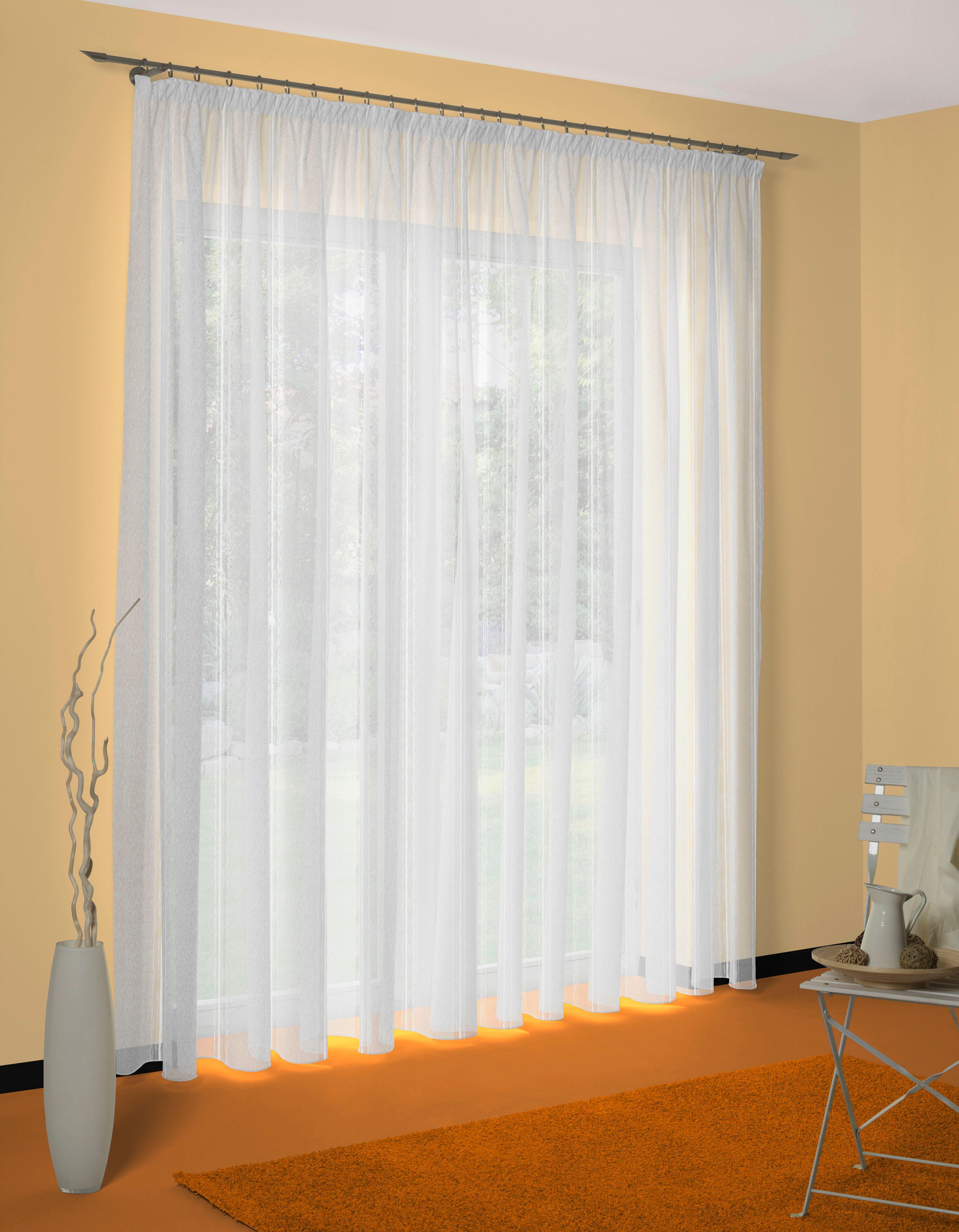 Wirth Gardine Gerty (1 St), Faltenband, halbtransparent, Sablé, Store