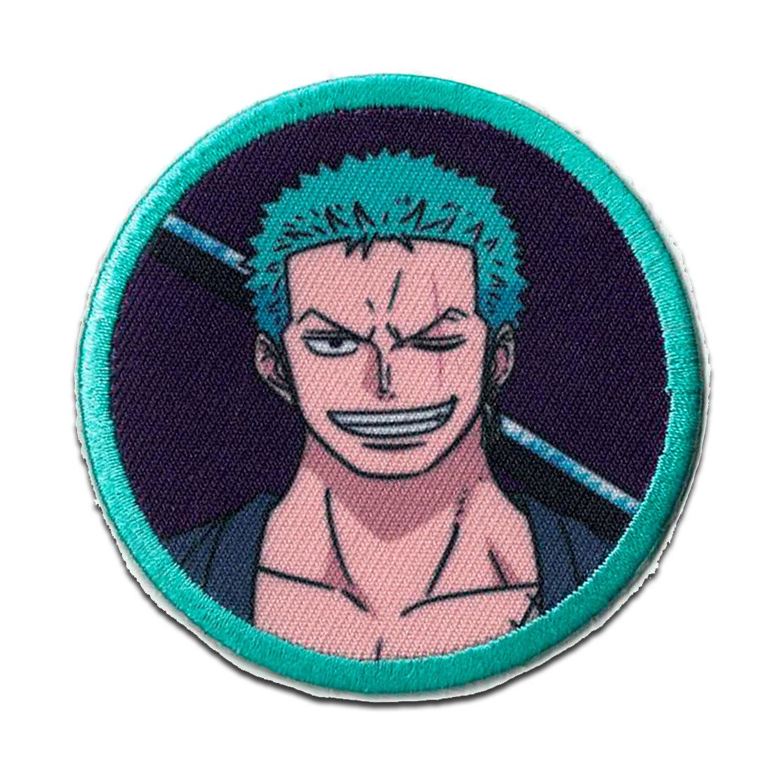 One Piece Aufnäher Bügelbild, Aufbügler, Applikationen, Patches, Flicken, zum aufbügeln, Polyester, Comercial Mercera One Piece Roronoa Zoro - Größe: 6,5 x 6,5 cm