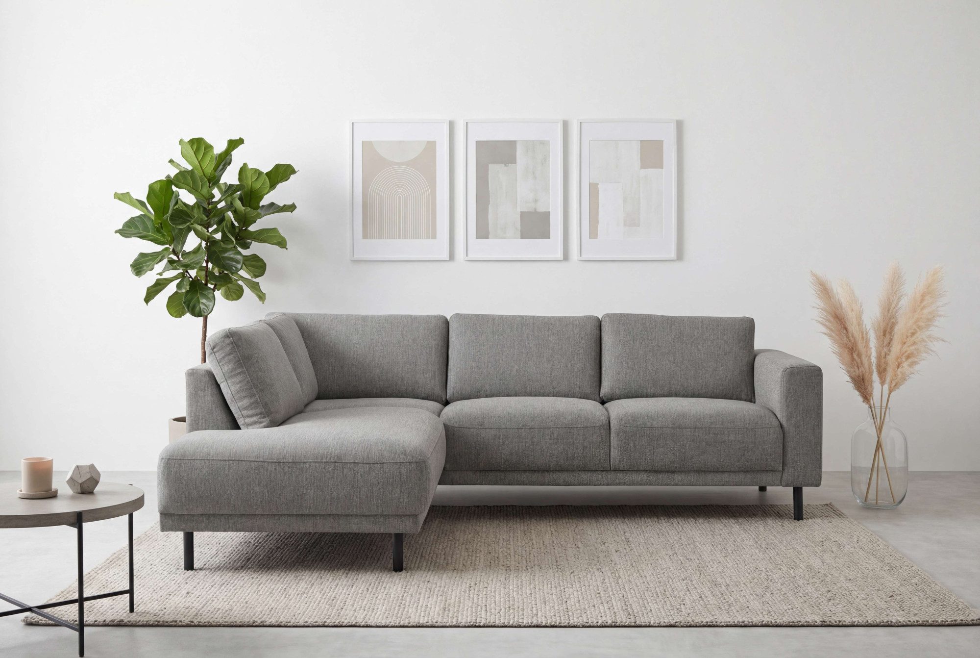 OTTO home Ecksofa Sveeva, L-Form, B.240 cm, schwarze Metallfüße, langlebiger Webstoff, mit Wellenunterfederung, viele Farben