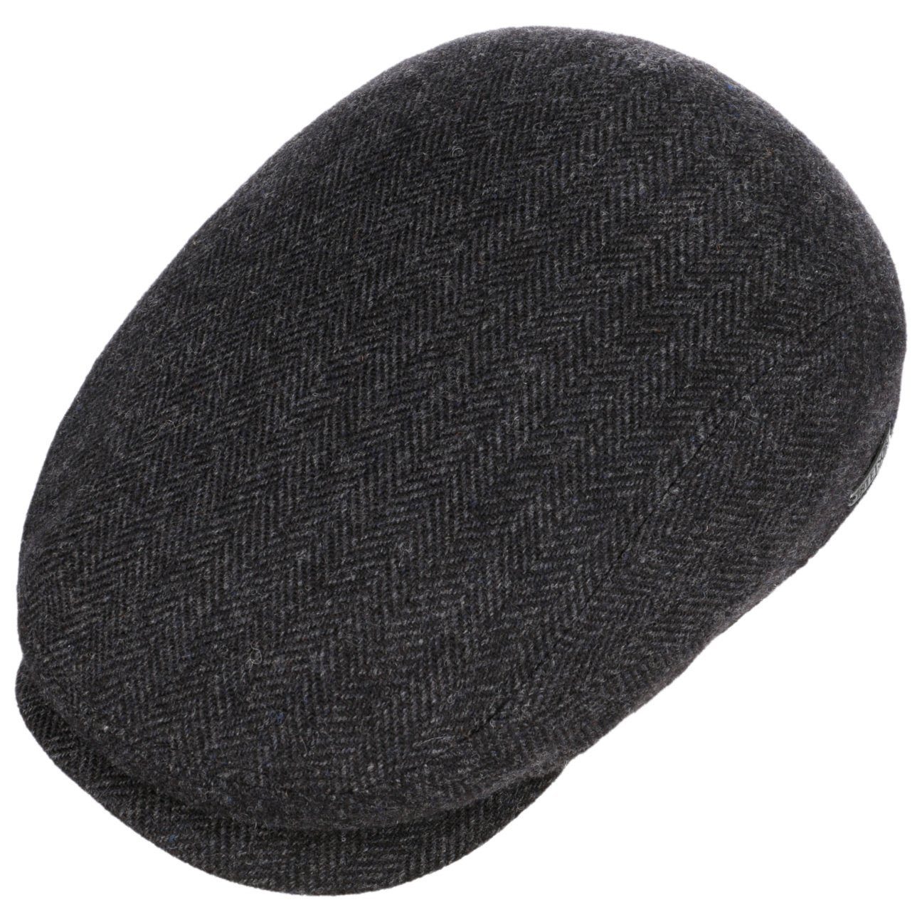 Stetson Flatcap in Schirm, schwarz-grau Cap EU mit the (1-St) Made Flat