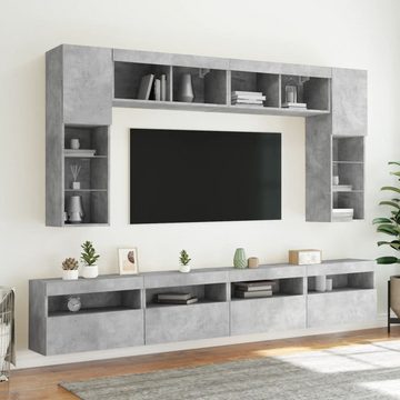 vidaXL TV-Schrank 8-tlg. TV-Wohnwand mit LED-Leuchten Betongrau (1-St)