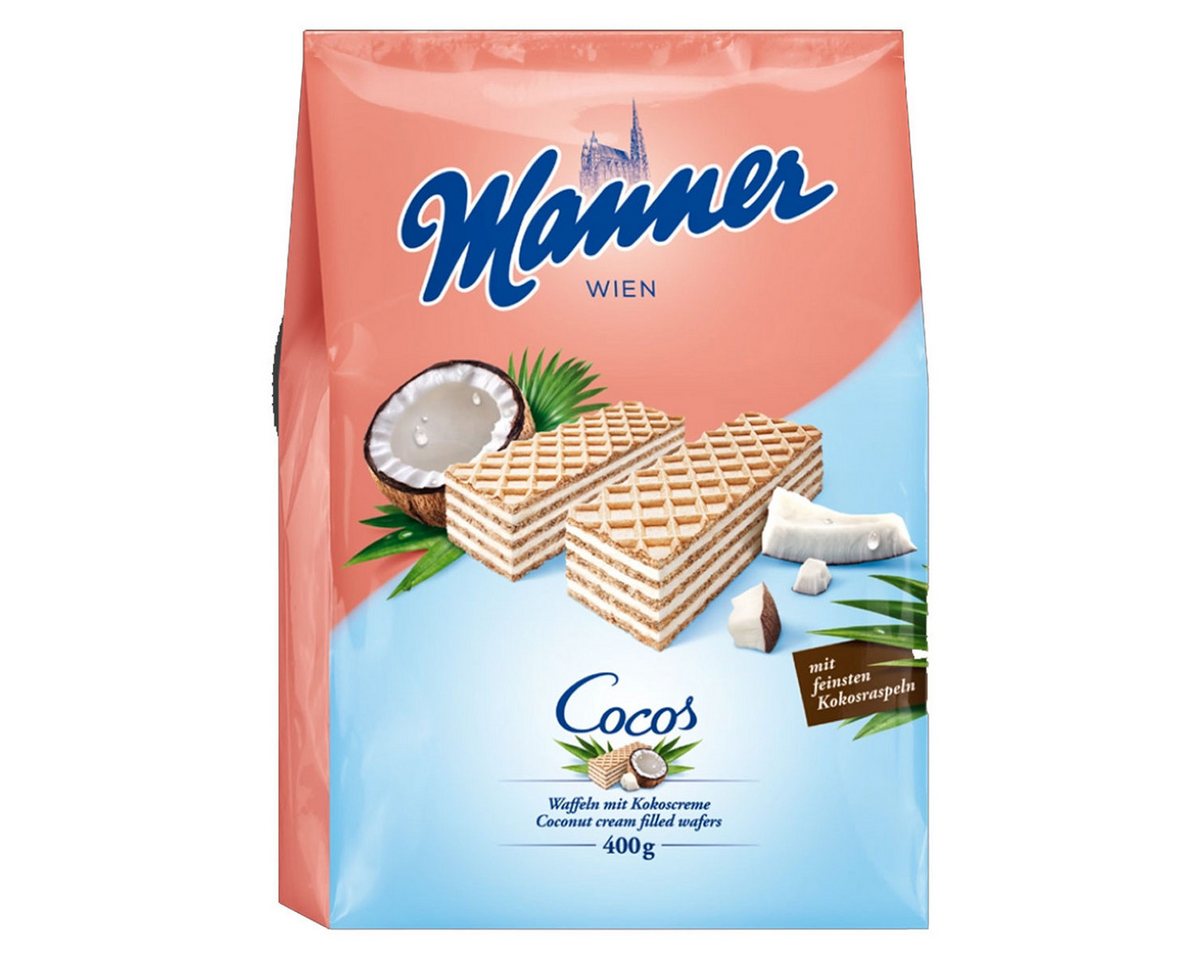Manner Kekse, Manner knusprige Waffeln mit Füllung aus Kokosnusscreme 400g