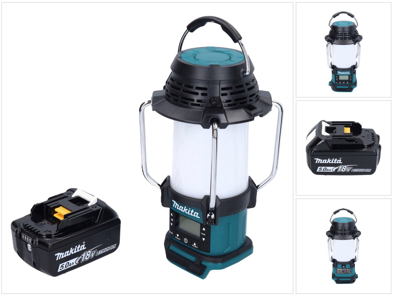 Makita DMR 055 T1 Akku Radio 18 V FM mit Laterne 360° Taschenlampe + 1x Akku Baustellenradio