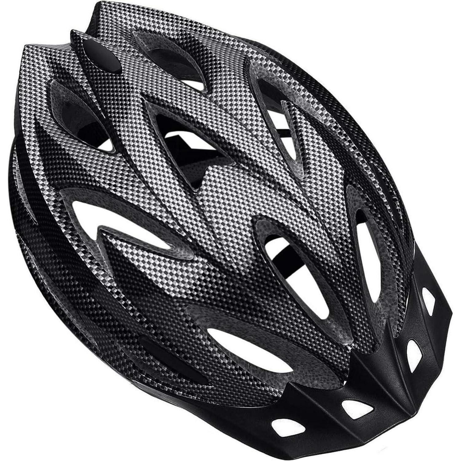 LuxusKollektion Mountainbikehelm Fahrradhelm Herren Damen Visier MTB EPS 18 Lüftung Schwarze Kohlefaser