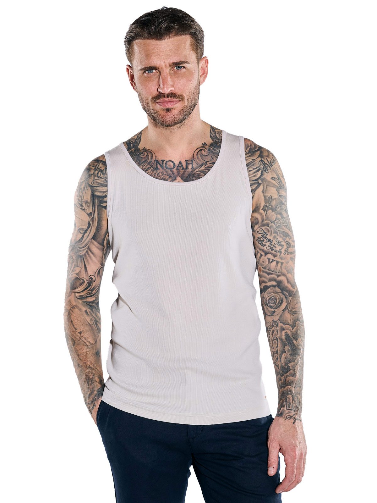 emilio adani T-Shirt Herren Rundhals Tank-Top, Beige