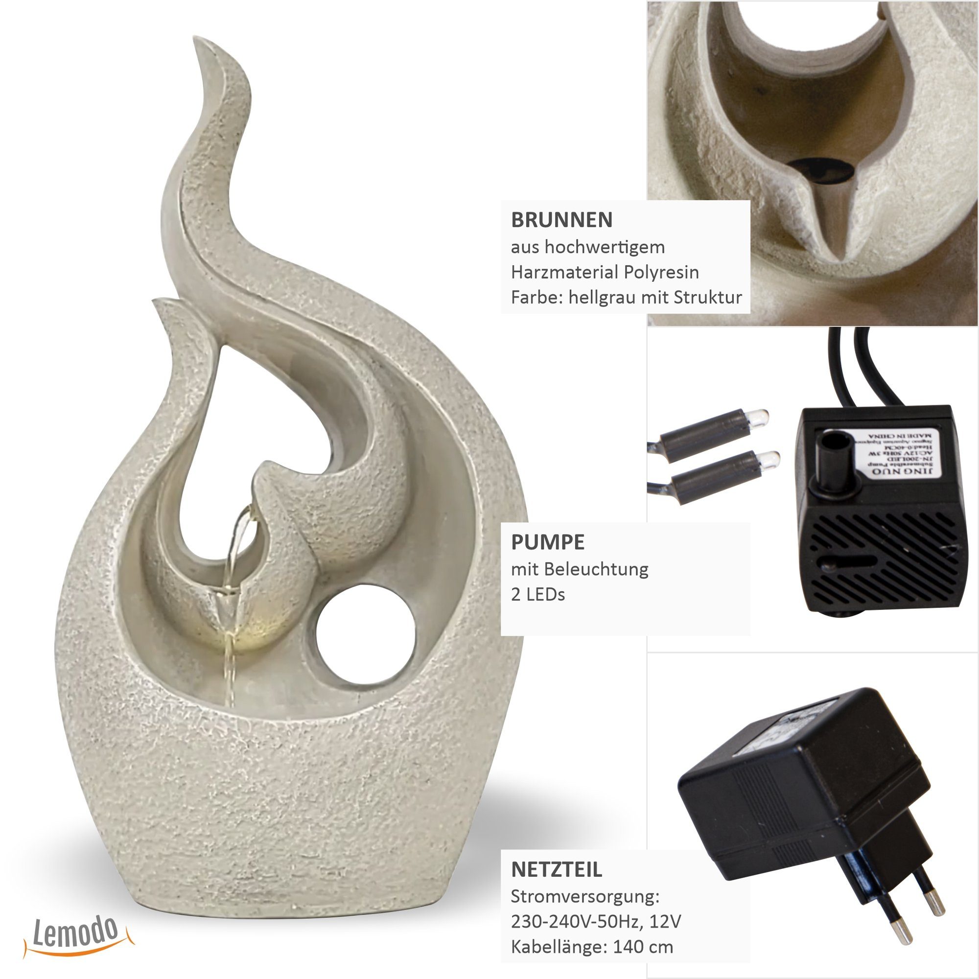 NATIV Zimmerbrunnen Tischbrunnen Flames, mit LED Beleuchtung, 26,00 cm Brei günstig online kaufen