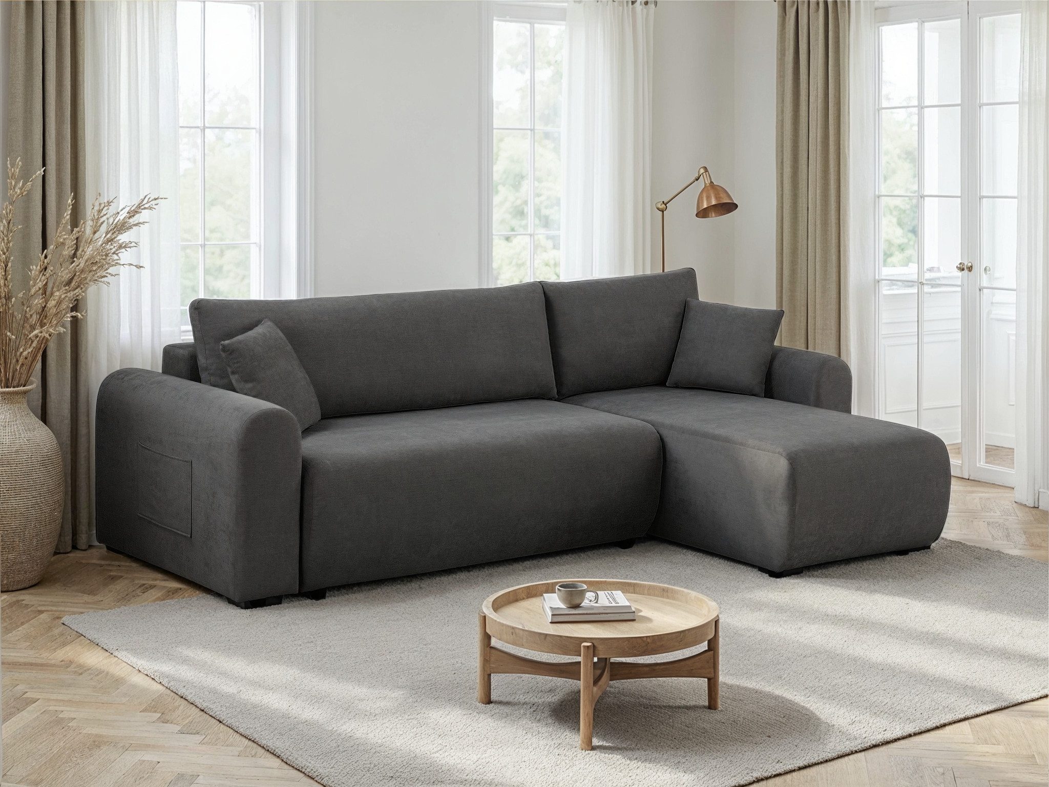 OTTO home Ecksofa JONAA Feinstruktur L-Form, 241cm. OTTO. Verlässliche Qualität, Tonnentaschen-Federkern, Bettkasten, Schlafsofa (133/200)