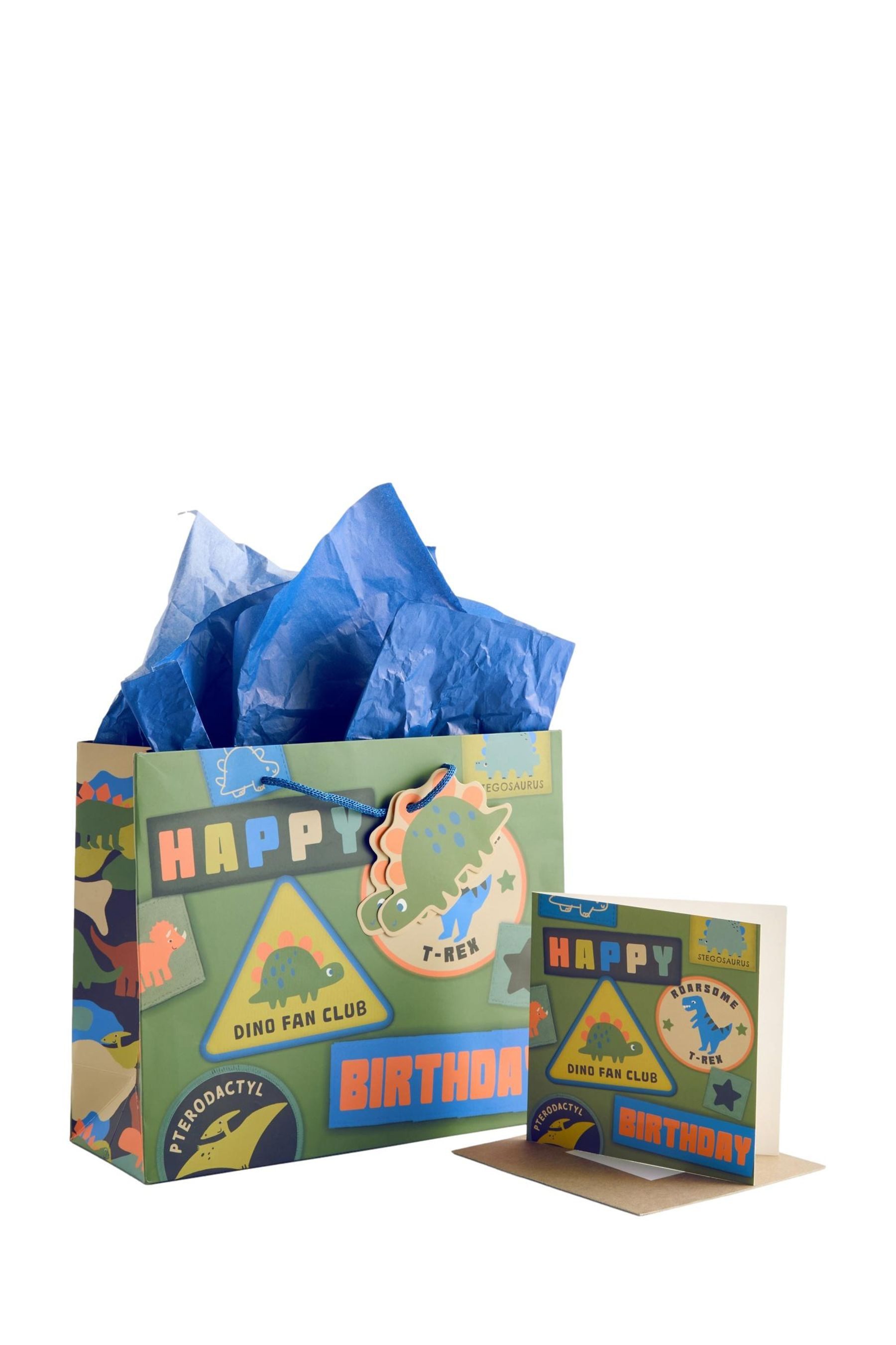 Geschenkpapier Mittelgroße Geschenktasche und Karte, Dinosaurier