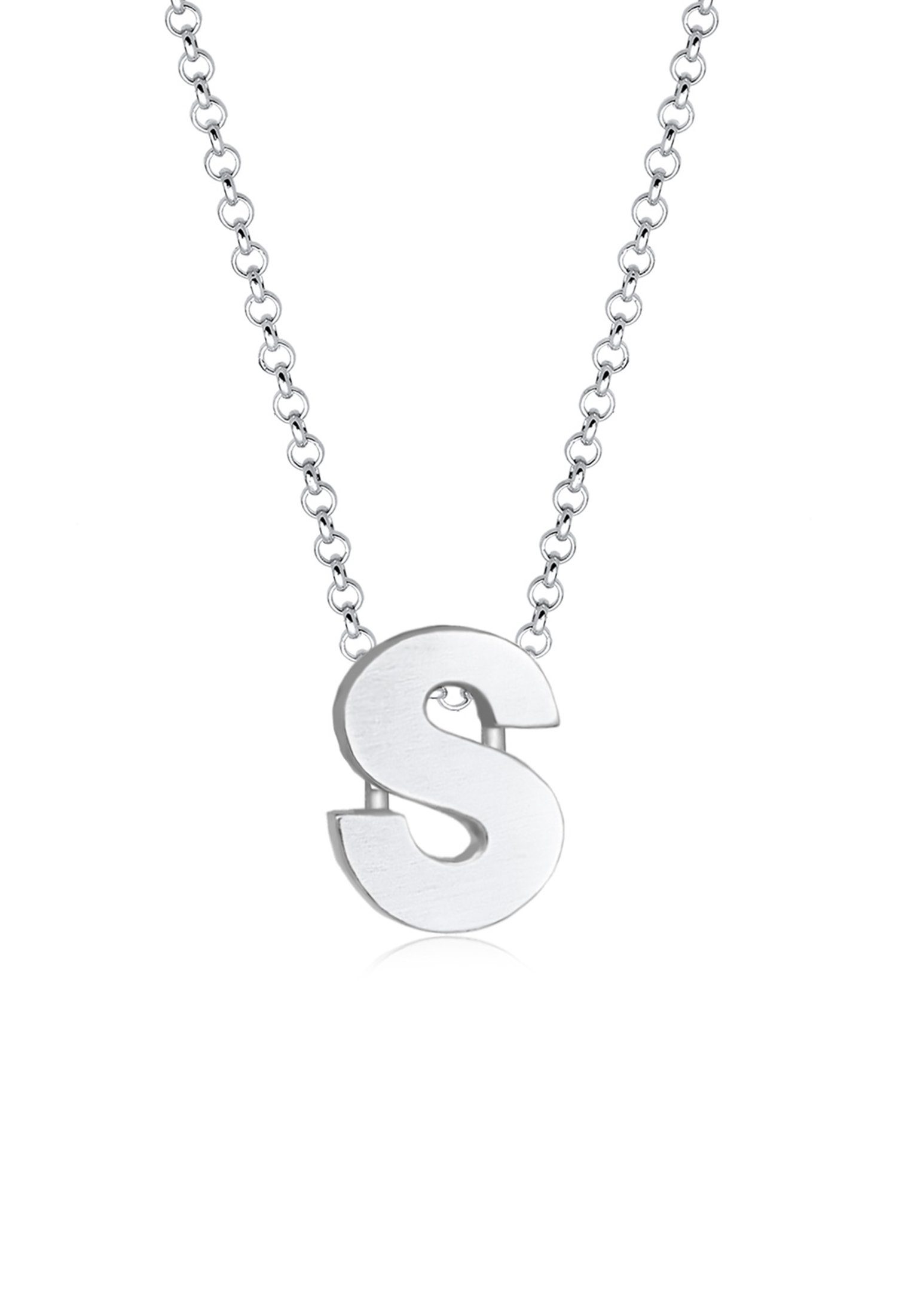 Elli Kette mit Anhänger Femme Pendentif Lettre S Initiale - (925/1000) Argent Silber | Ketten mit Anhänger